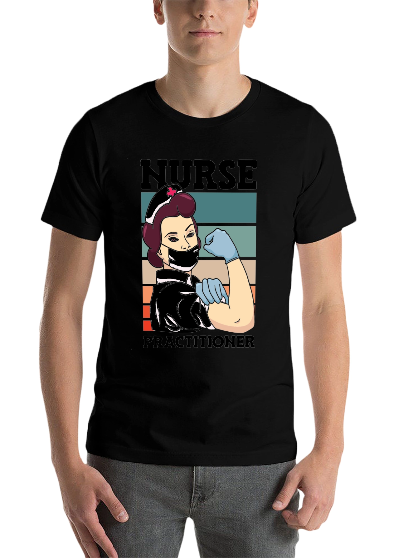 Black Nurse Practitioner T-Shirt, Healthcare Hero Tee view 7