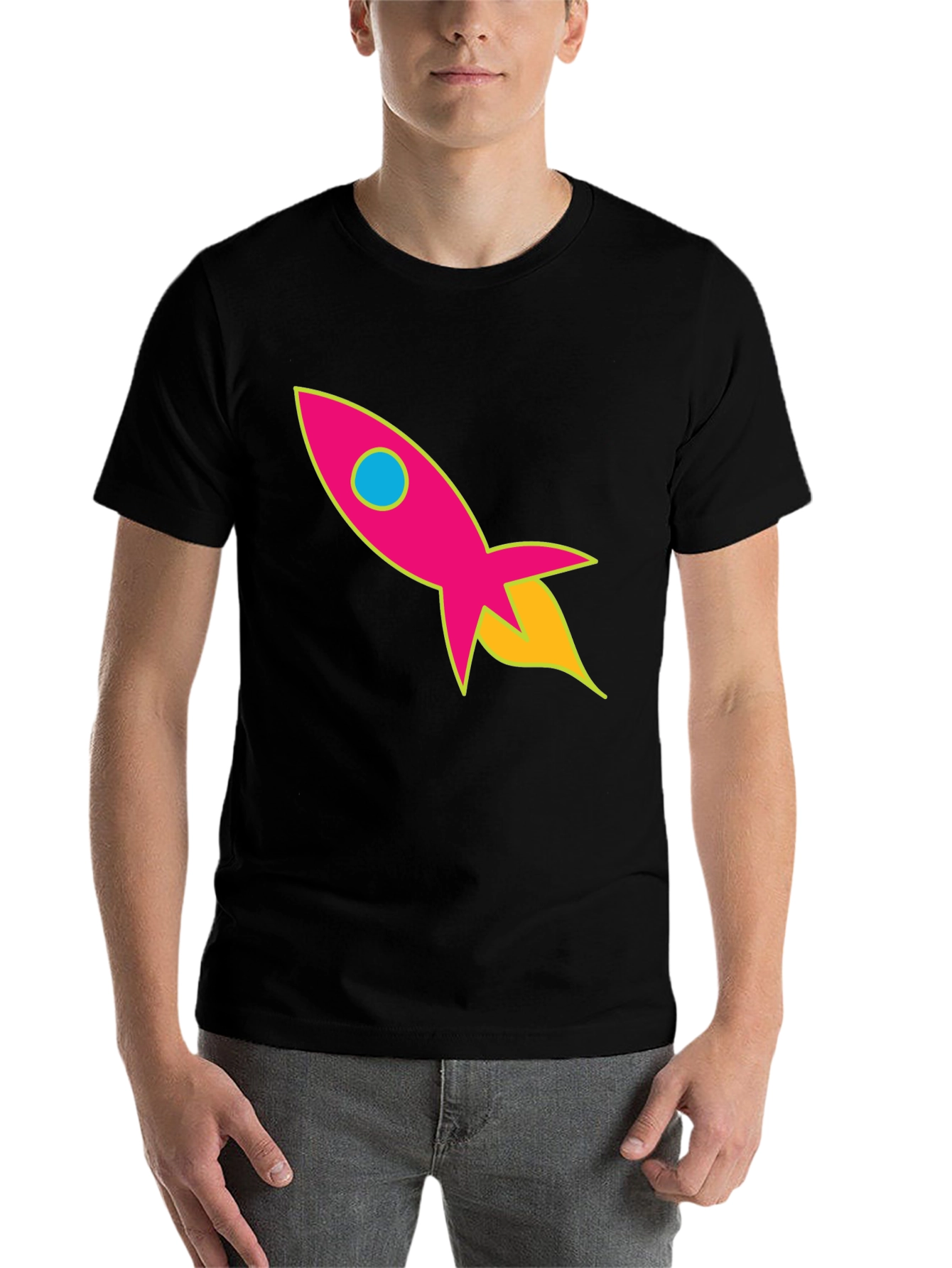 Black Retro Rocket T-Shirt - Blast Off in Style! view 7