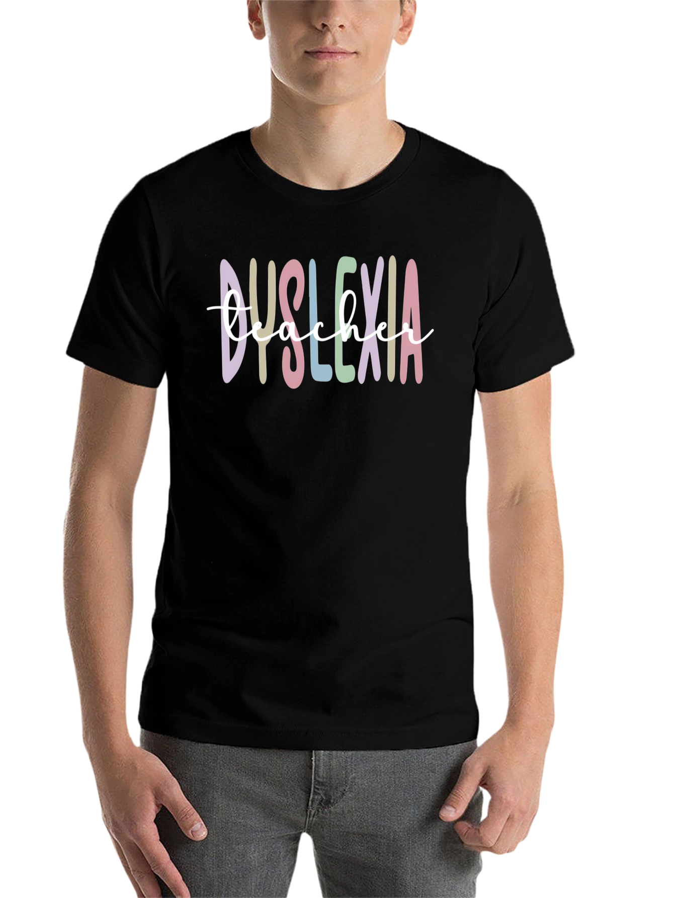 Black Dyslexia Teacher T-Shirt view 7