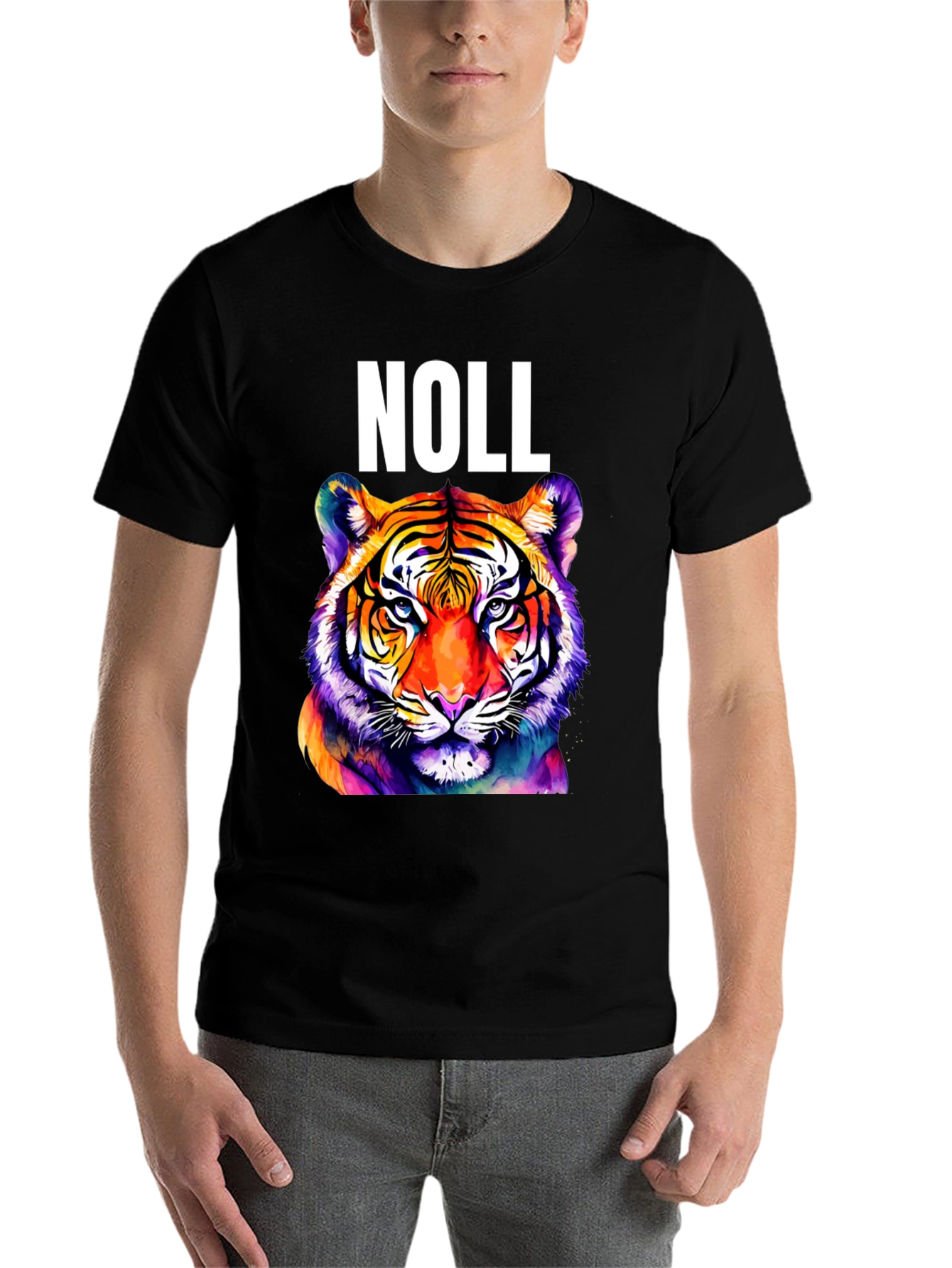 Black Noll Tiger Graphic T-Shirt - Vibrant Colorful Animal Tee view 7