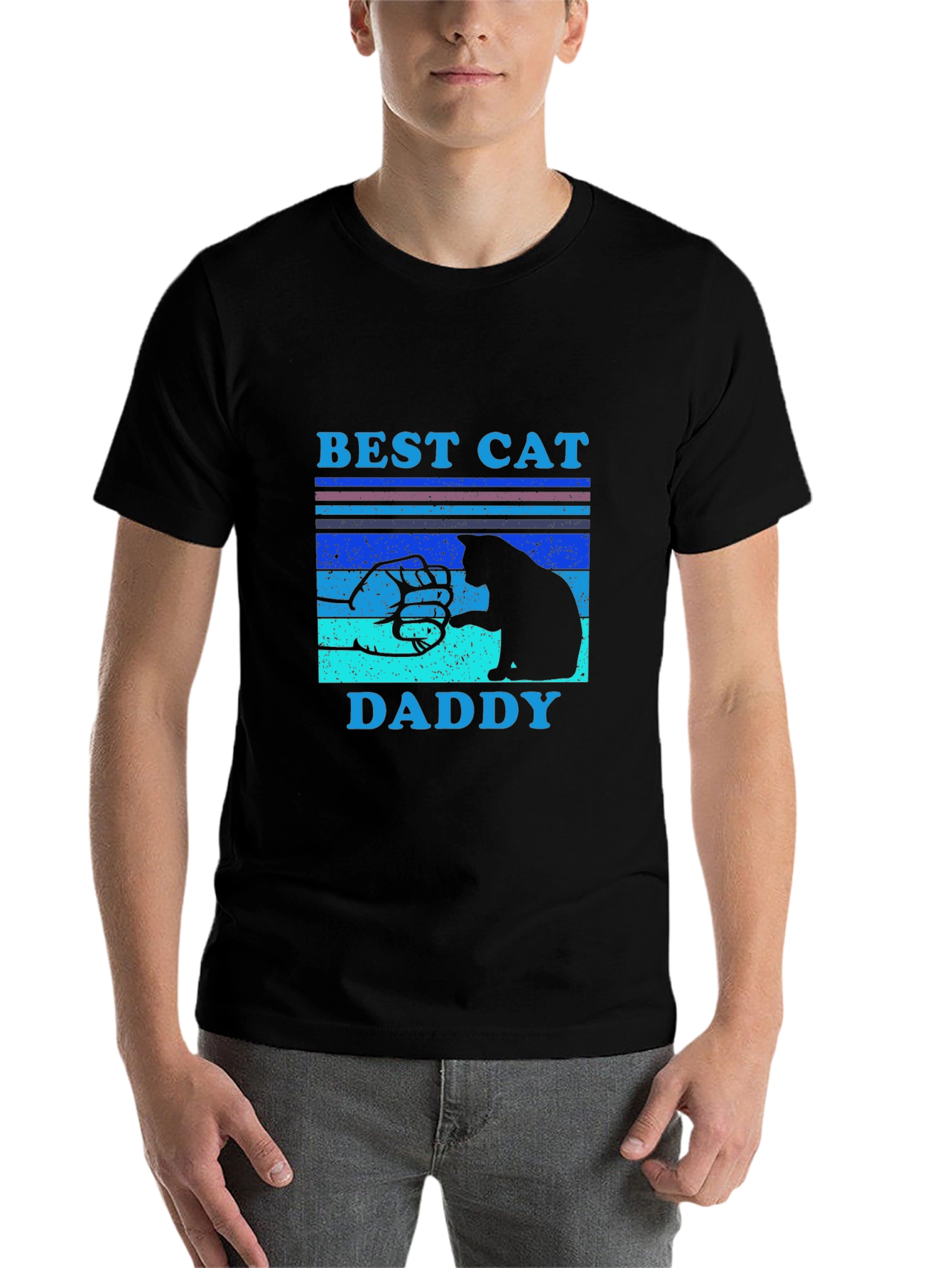Black Best Cat Daddy T-Shirt - Cat Lover Gift view 7