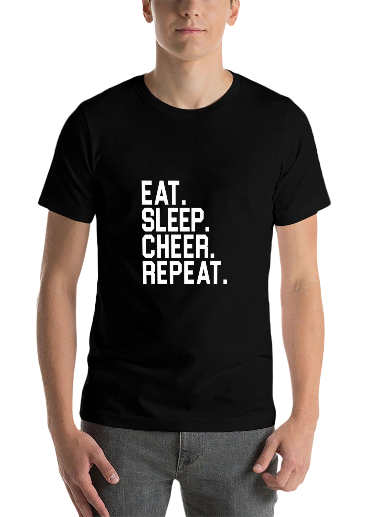 Black Eat Sleep Cheer Repeat Black T-Shirt view 7