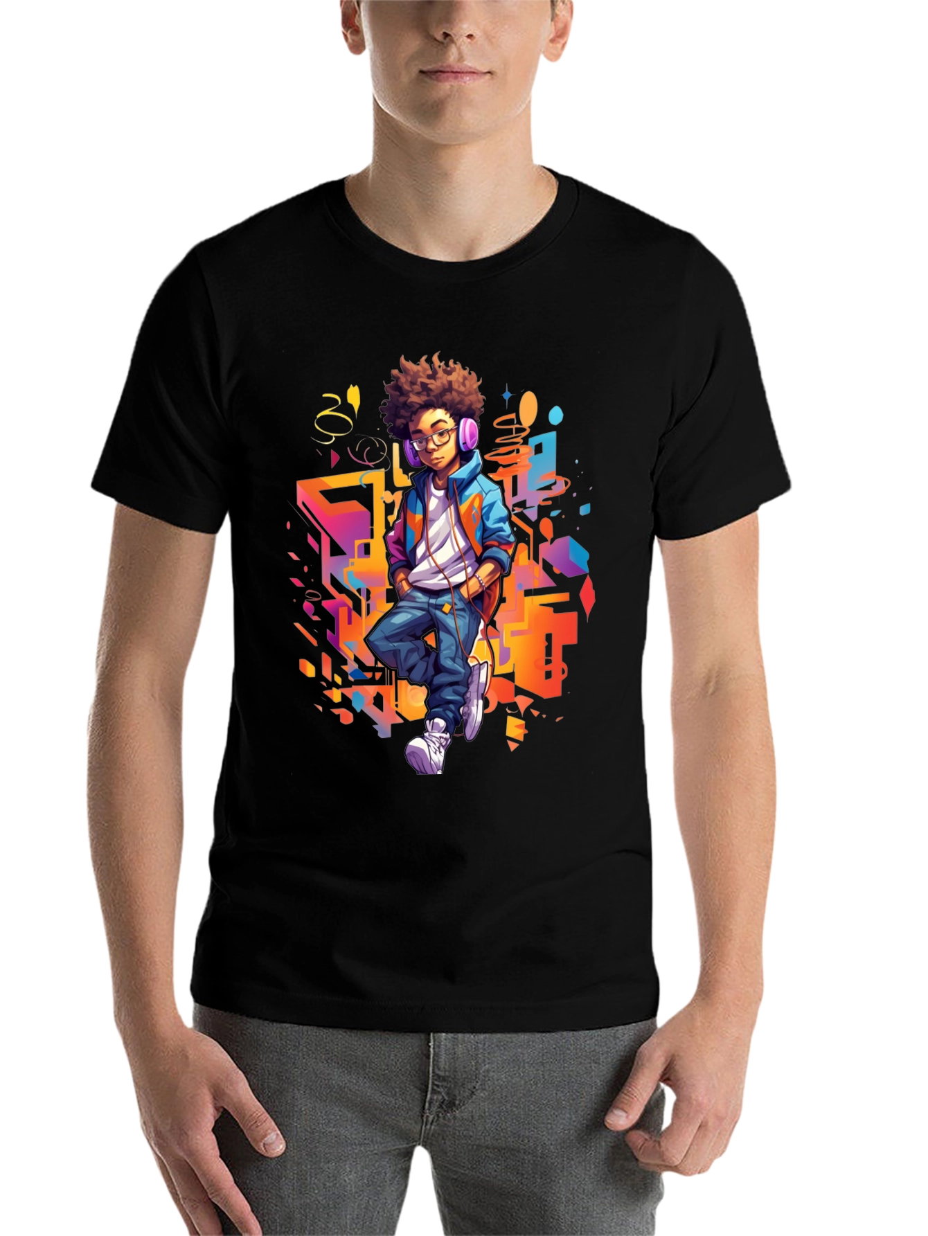 Black Urban Kid Graphic Tee - Cool Youthful Style view 7