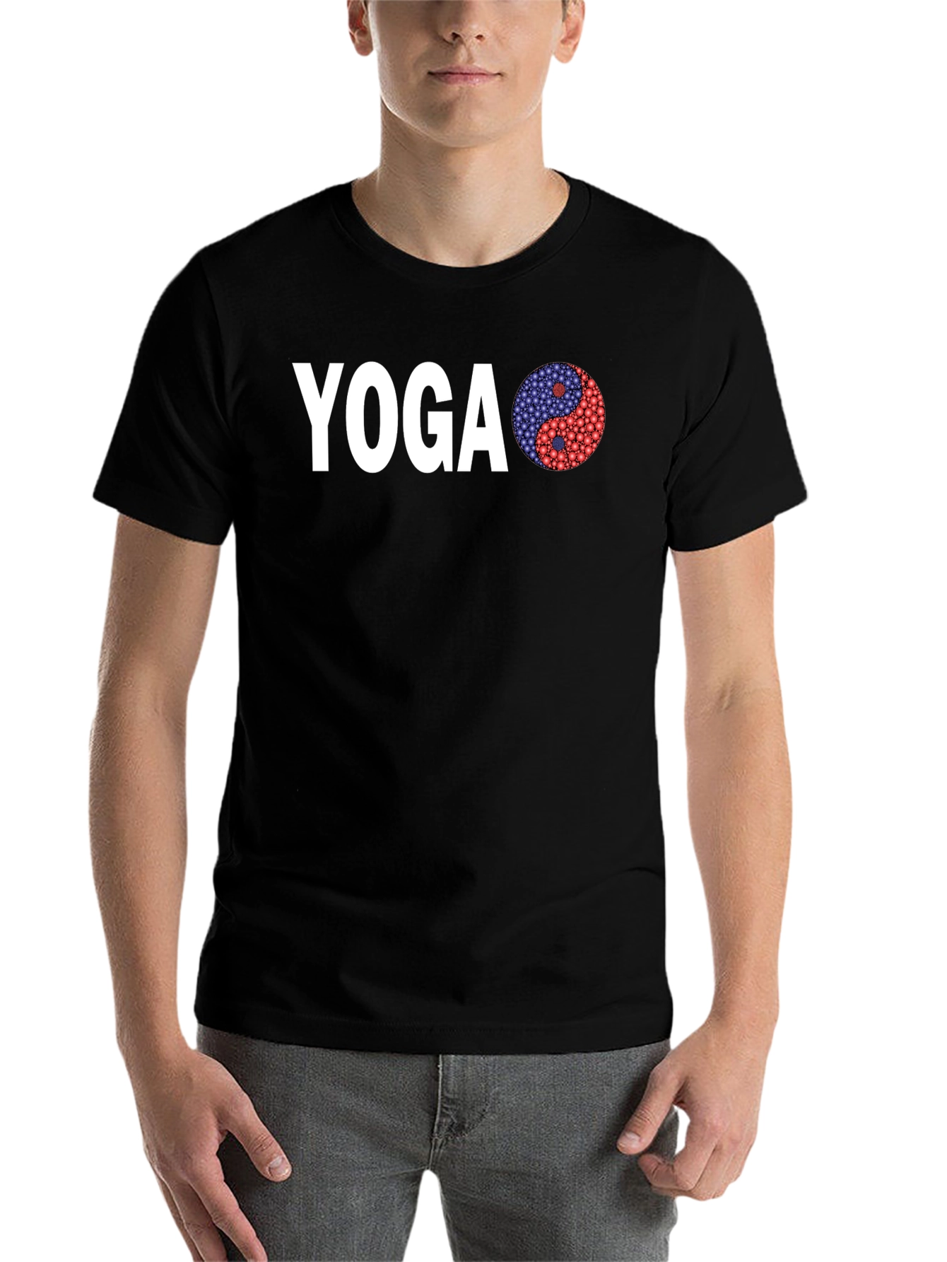 Black Yoga Yin Yang Graphic Tee - Black view 7