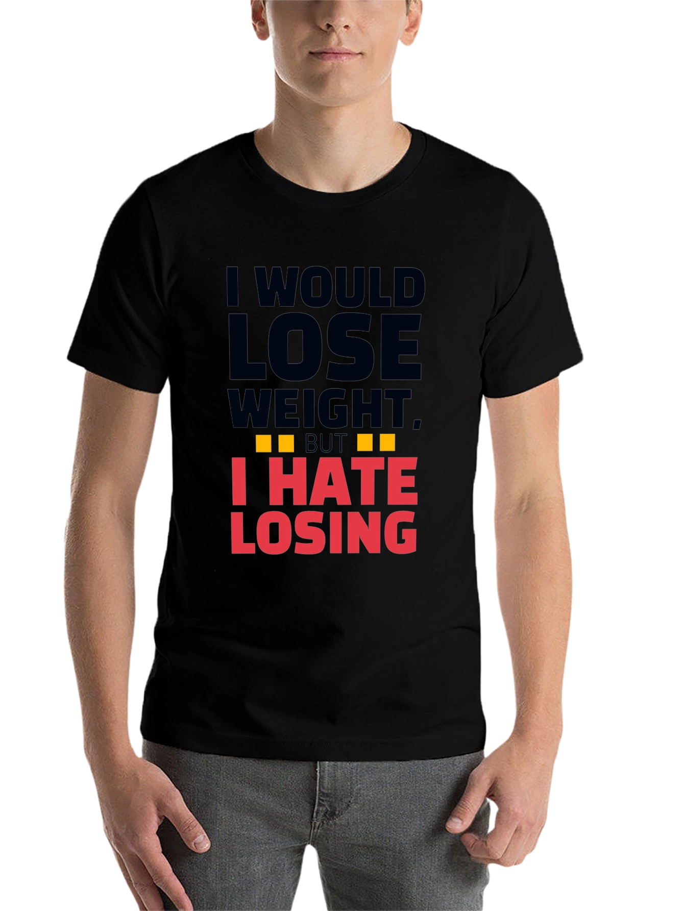 Black Funny I Hate Losing T-Shirt view 7