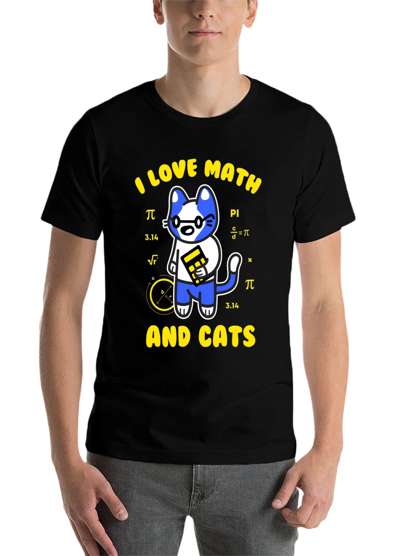 Black I Love Math and Cats T-Shirt Funny Geek Nerd Tee view 7
