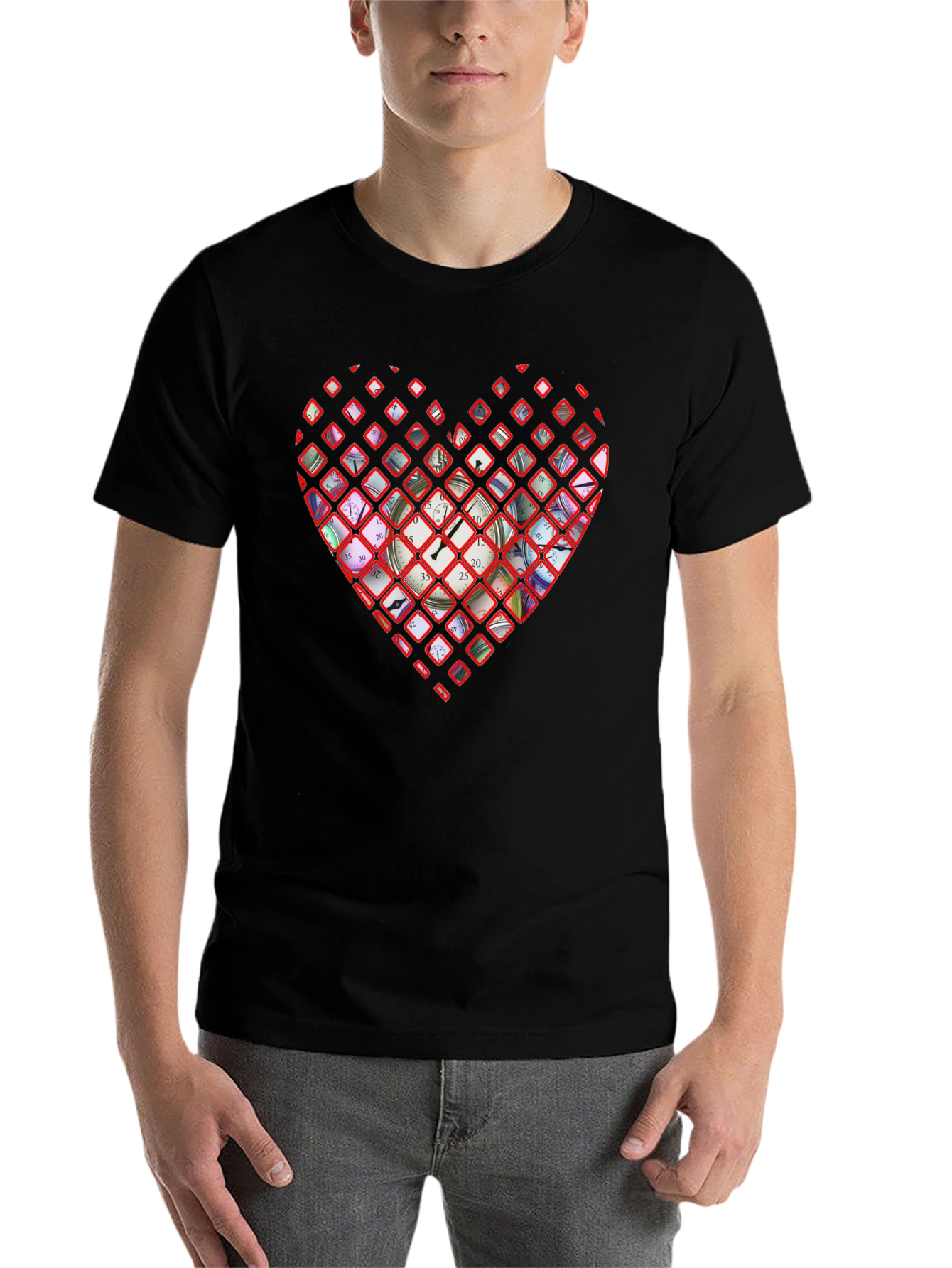Black Time Heart Graphic Tee - Stylish Men's T-Shirt view 7