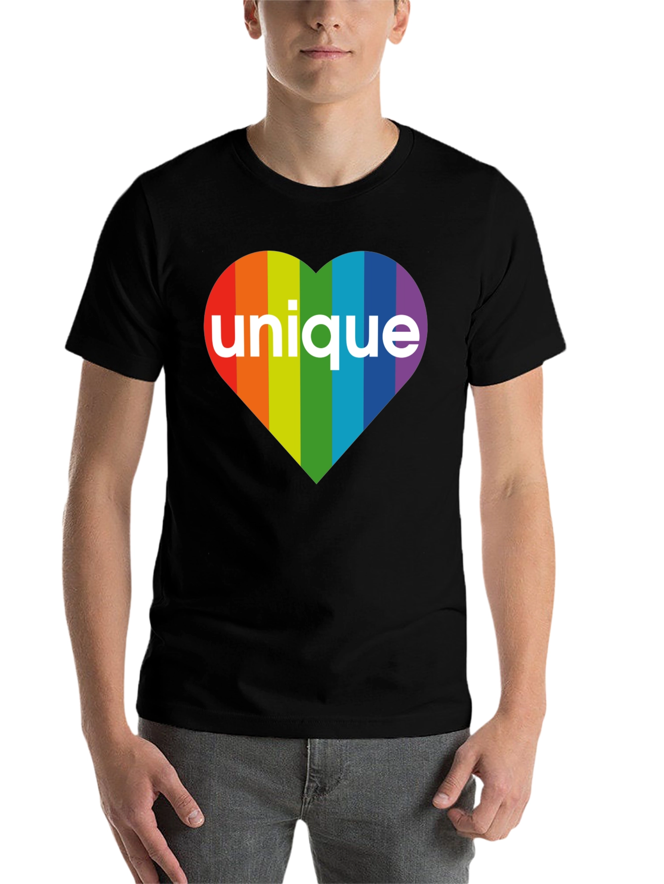 Black Unique Rainbow Heart T-Shirt - Pride Apparel view 7