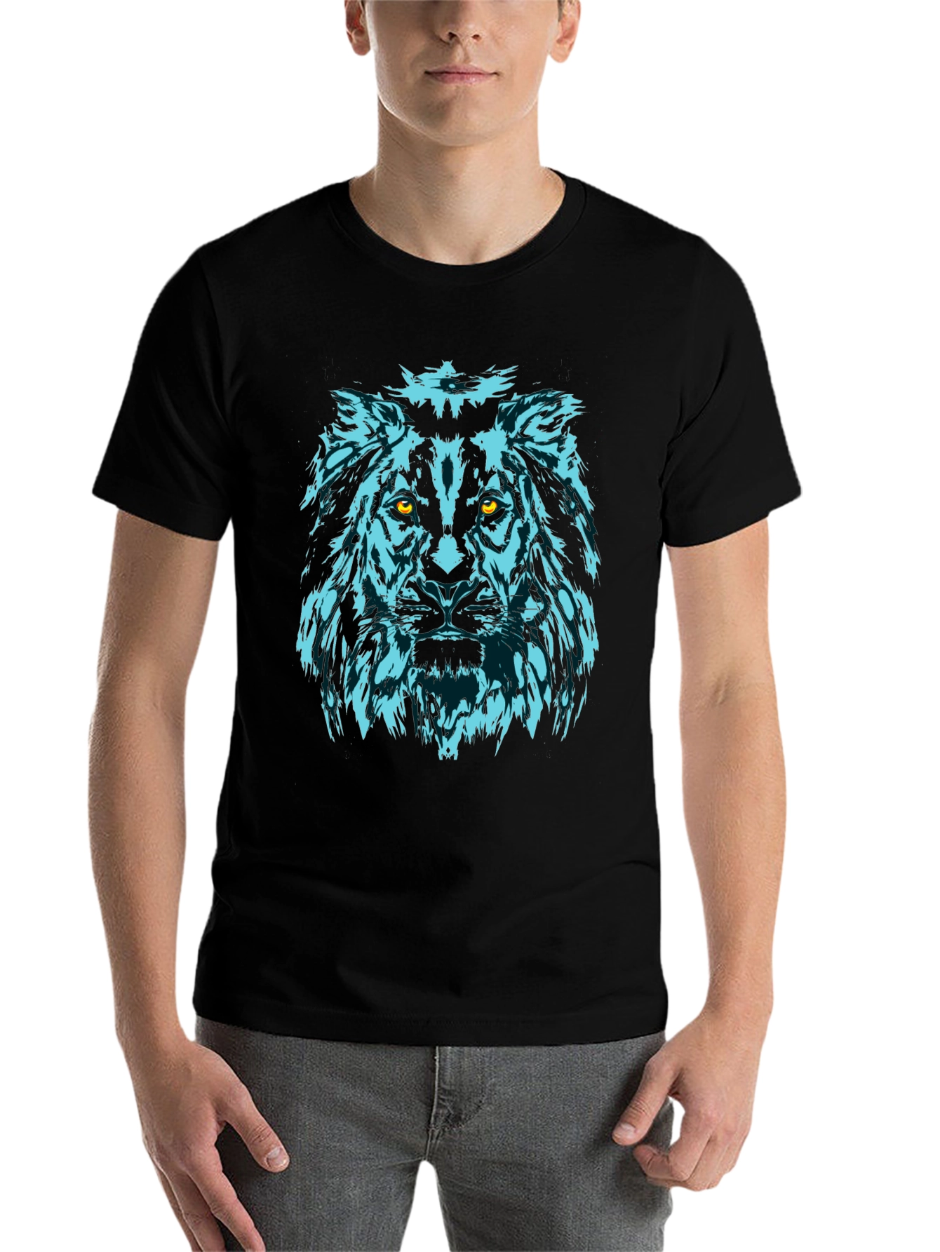 Black Lion Graphic Tee - Black Cotton Crew Neck view 7
