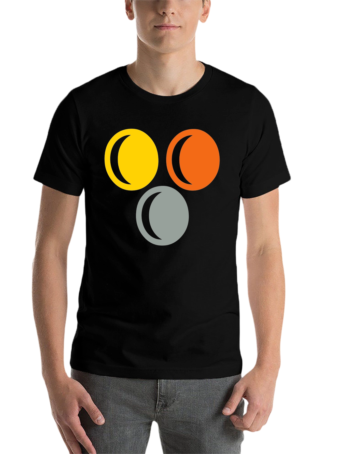 Black Abstract Circle Moon Phase T-Shirt view 7