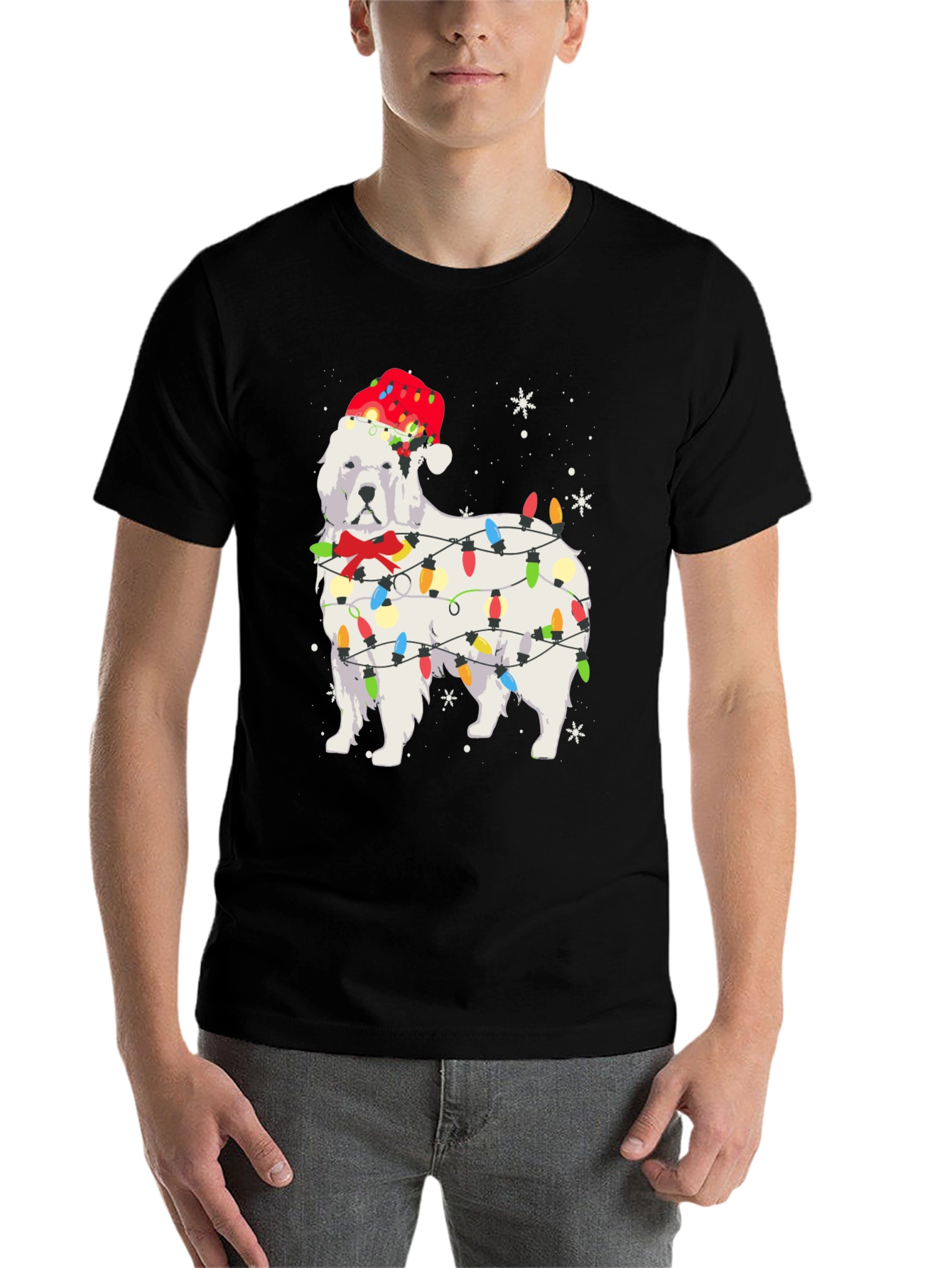 Festive Dog Christmas Lights T-Shirt - 7