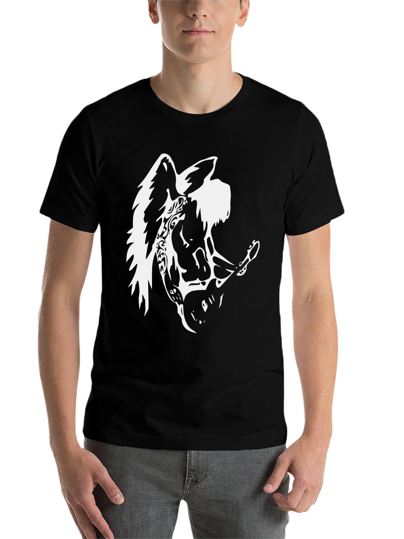 Black Guitar Angel Graphic Tee - Black Cotton Blend view 7