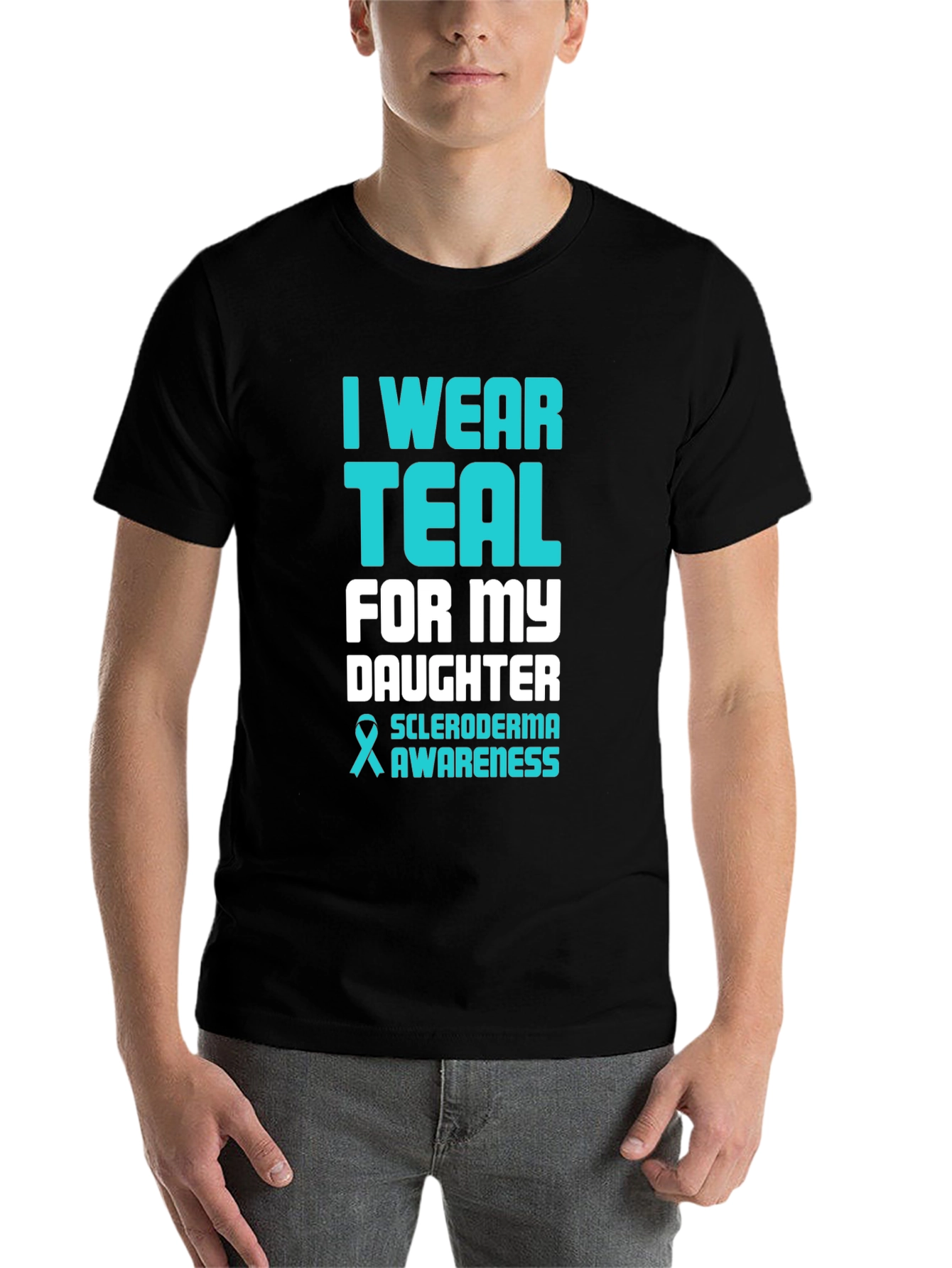 Black Teal Scleroderma Awareness T-Shirt view 7