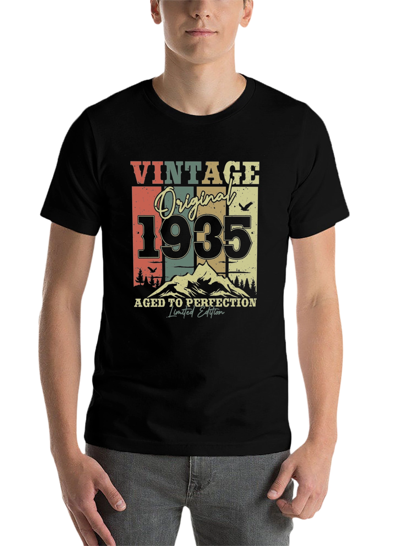Black Vintage 1935 Aged to Perfection T-Shirt view 7