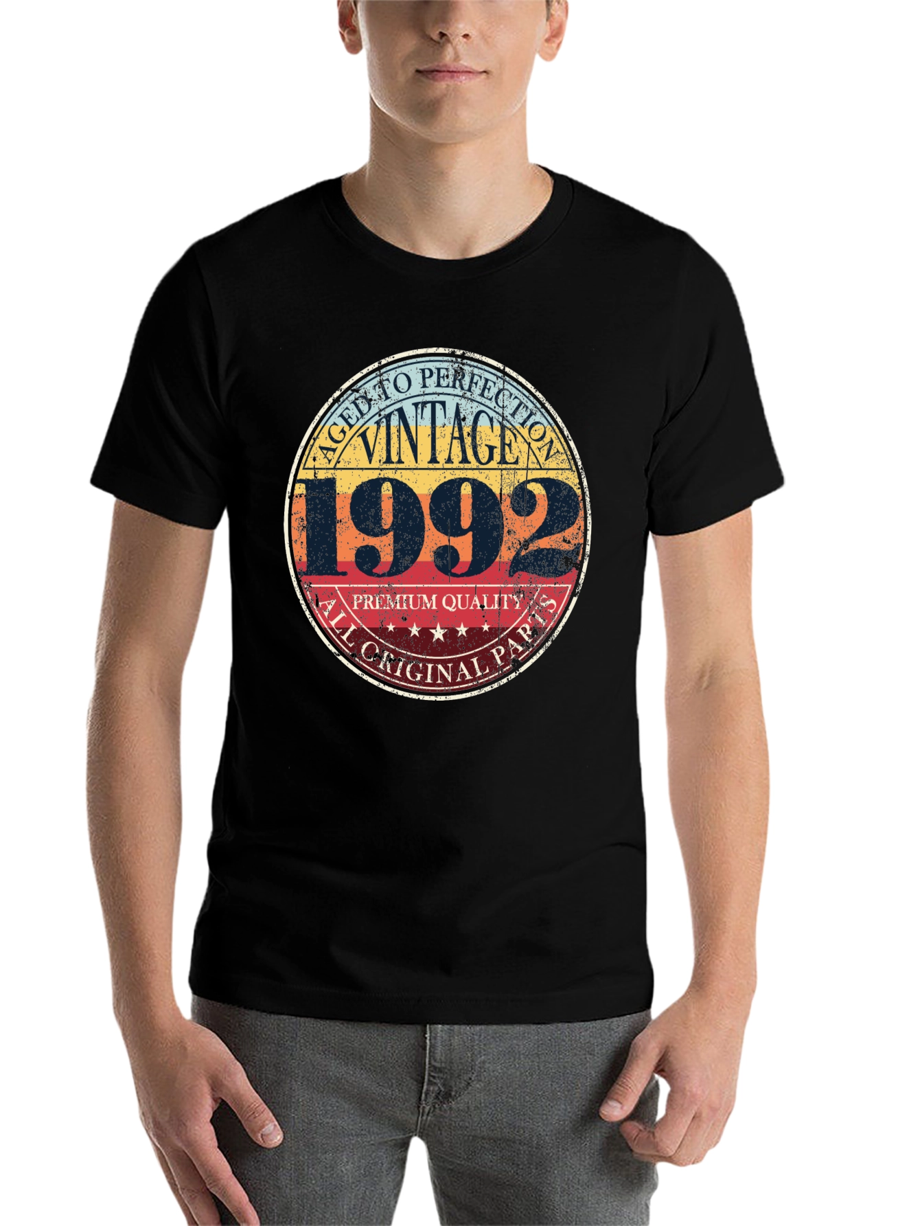 Black Vintage 1992 Aged To Perfection Graphic T-Shirt view 7