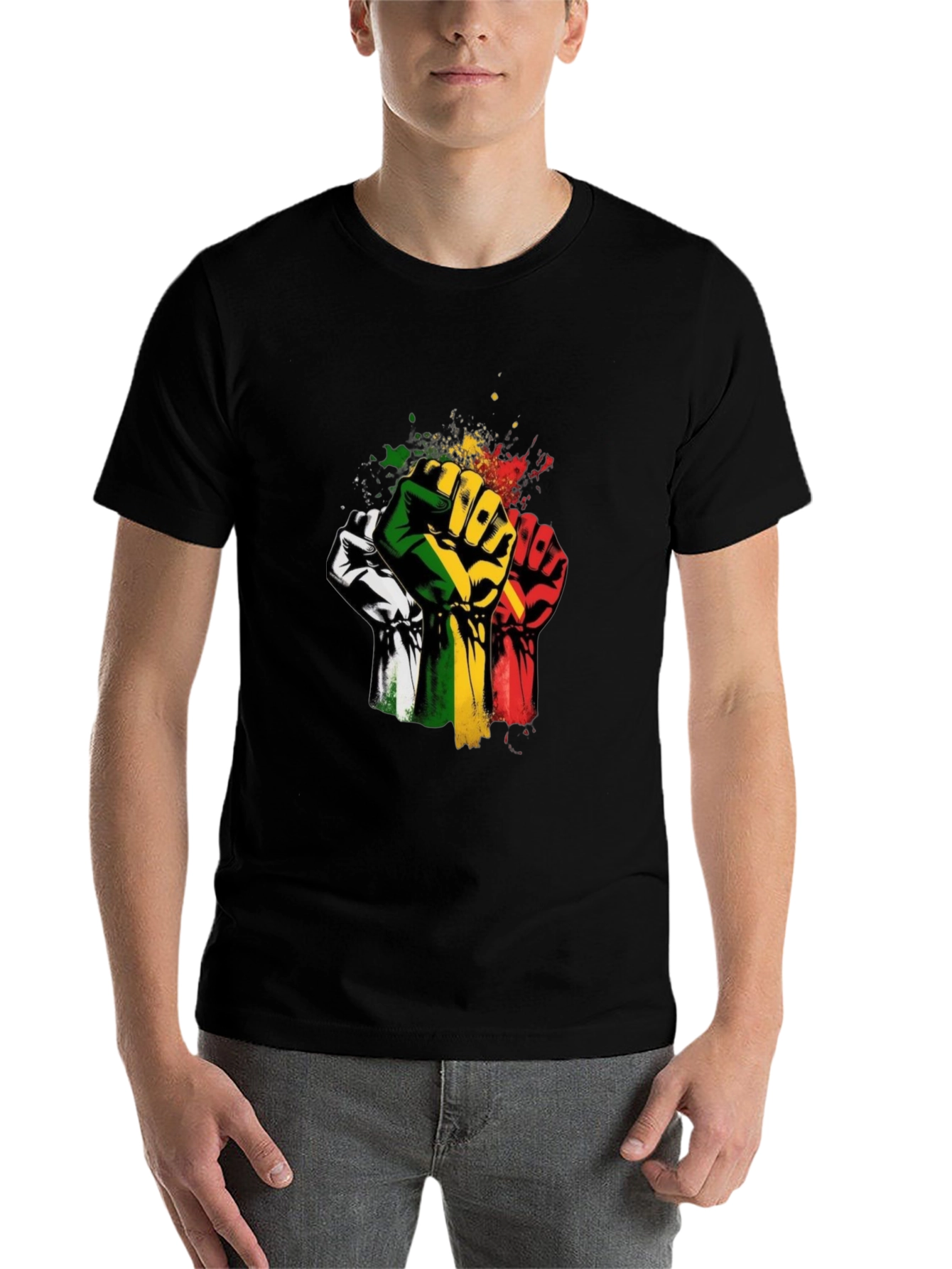 Black Empowered Fist Graphic T-Shirt - Black view 7