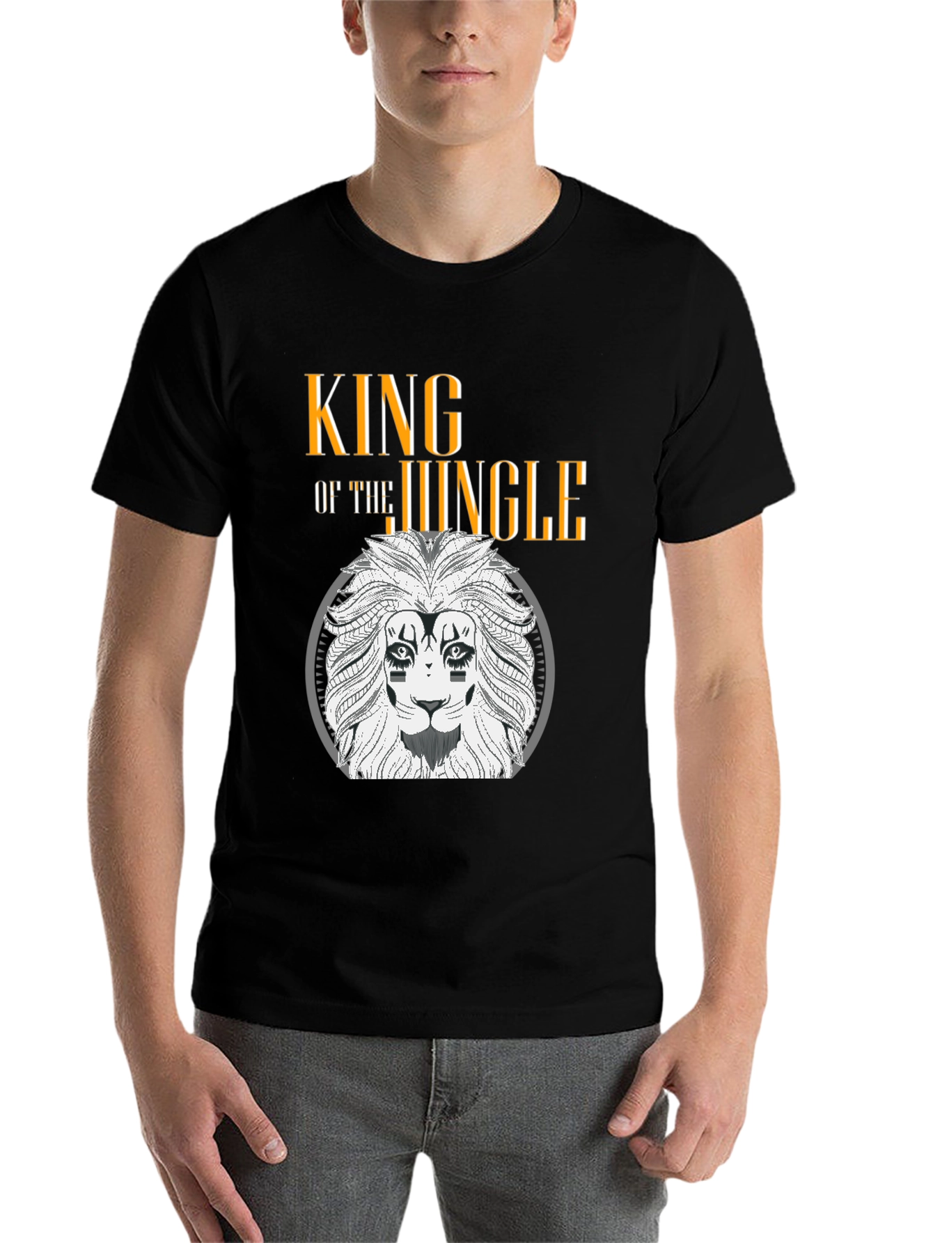Black King of the Jungle Lion Graphic Tee view 7