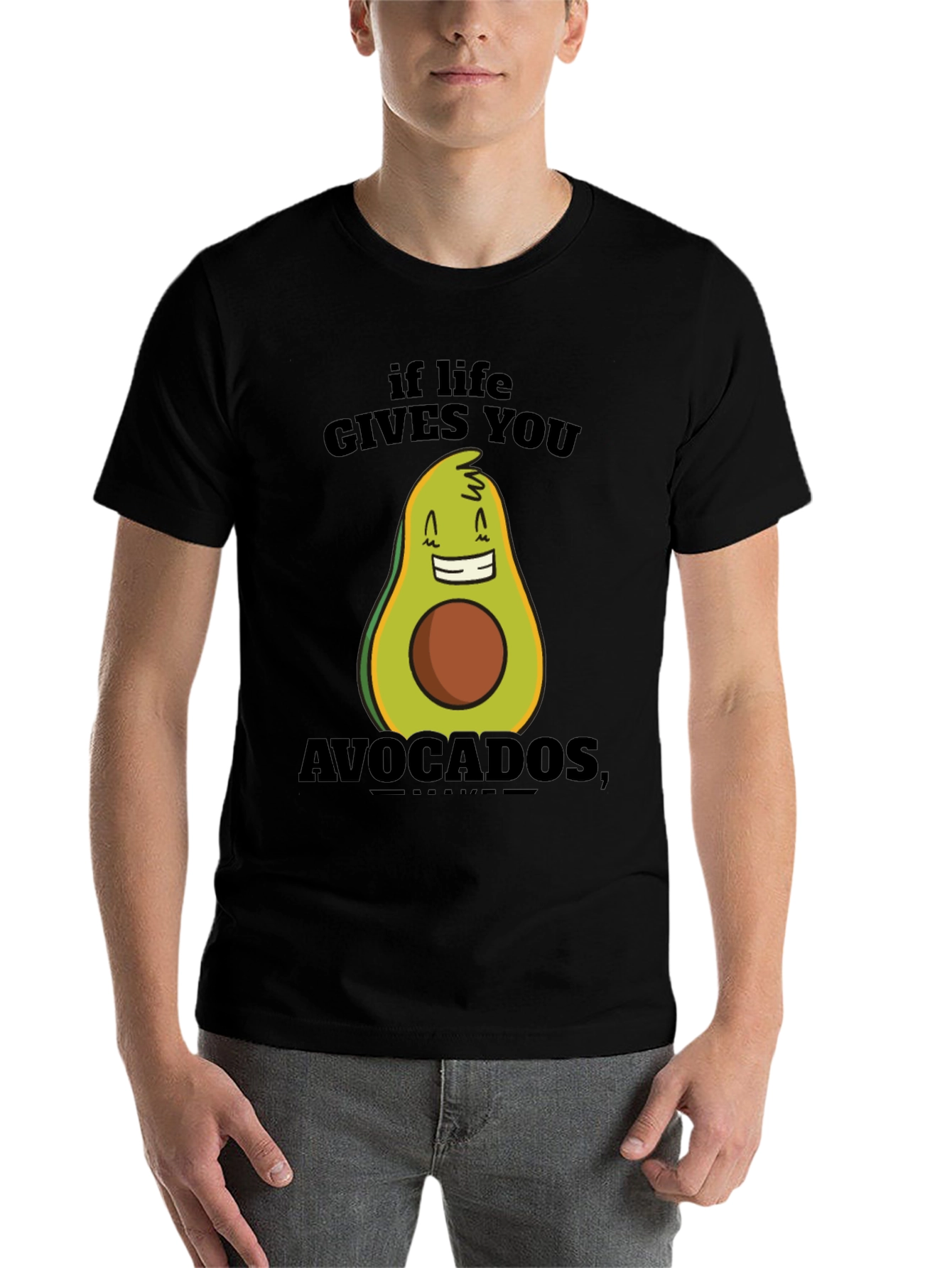 Black Funny Avocado T-Shirt - If Life Gives You Avocados view 7