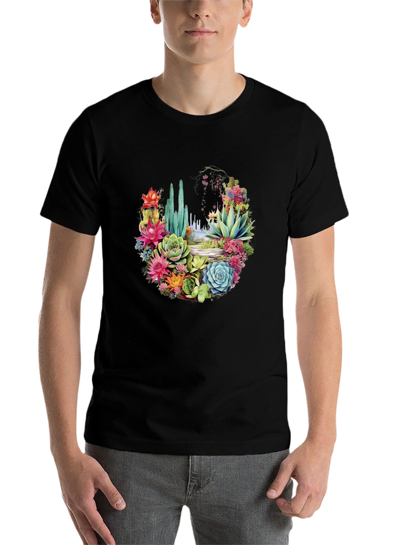 Black Floral Cactus Graphic Tee view 7