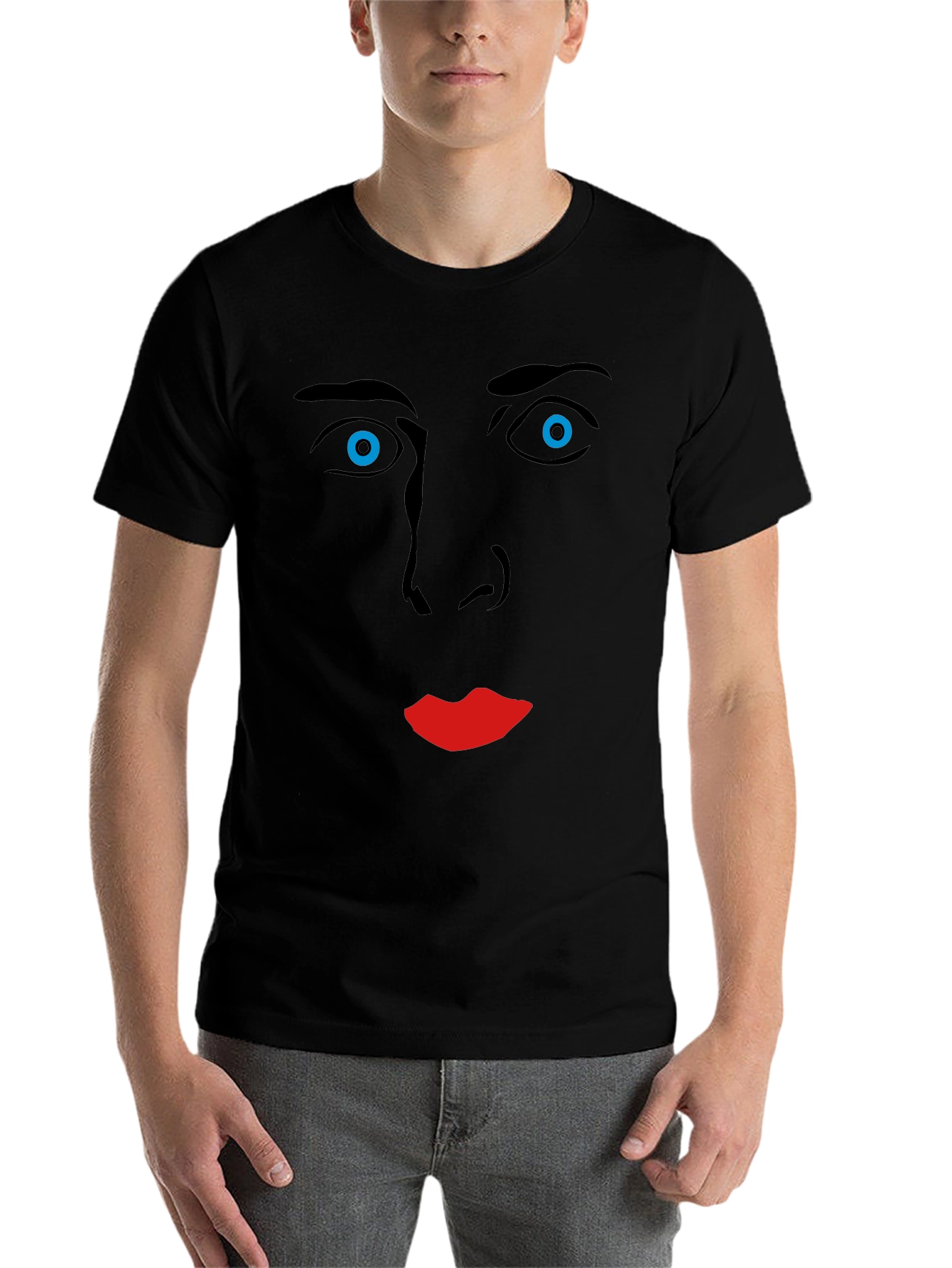 Black Nicolas Cage Face Graphic Tee - Soft Cotton Blend view 7