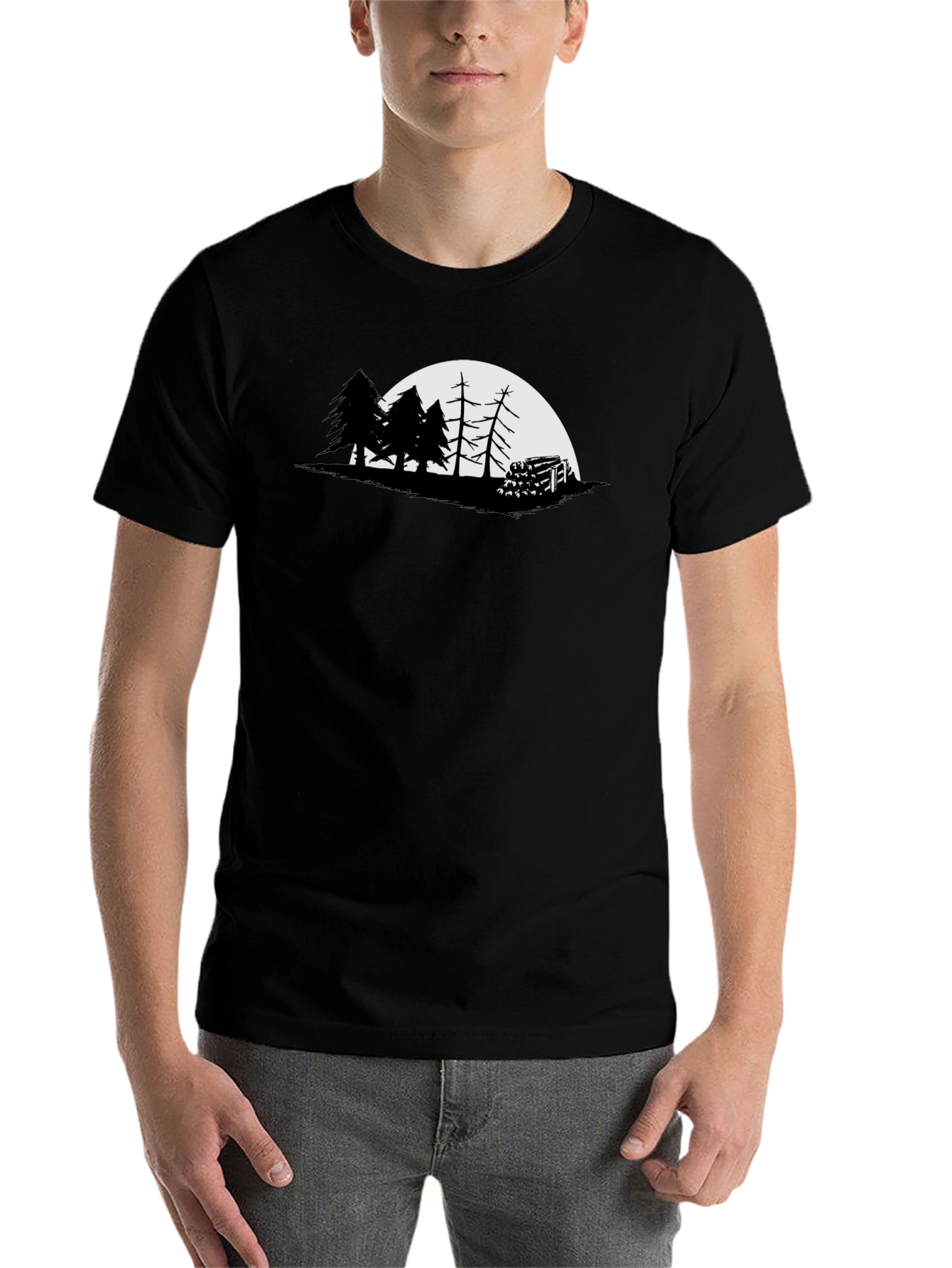 Black Nature Silhouette Graphic Tee - Men's Black T-Shirt view 7
