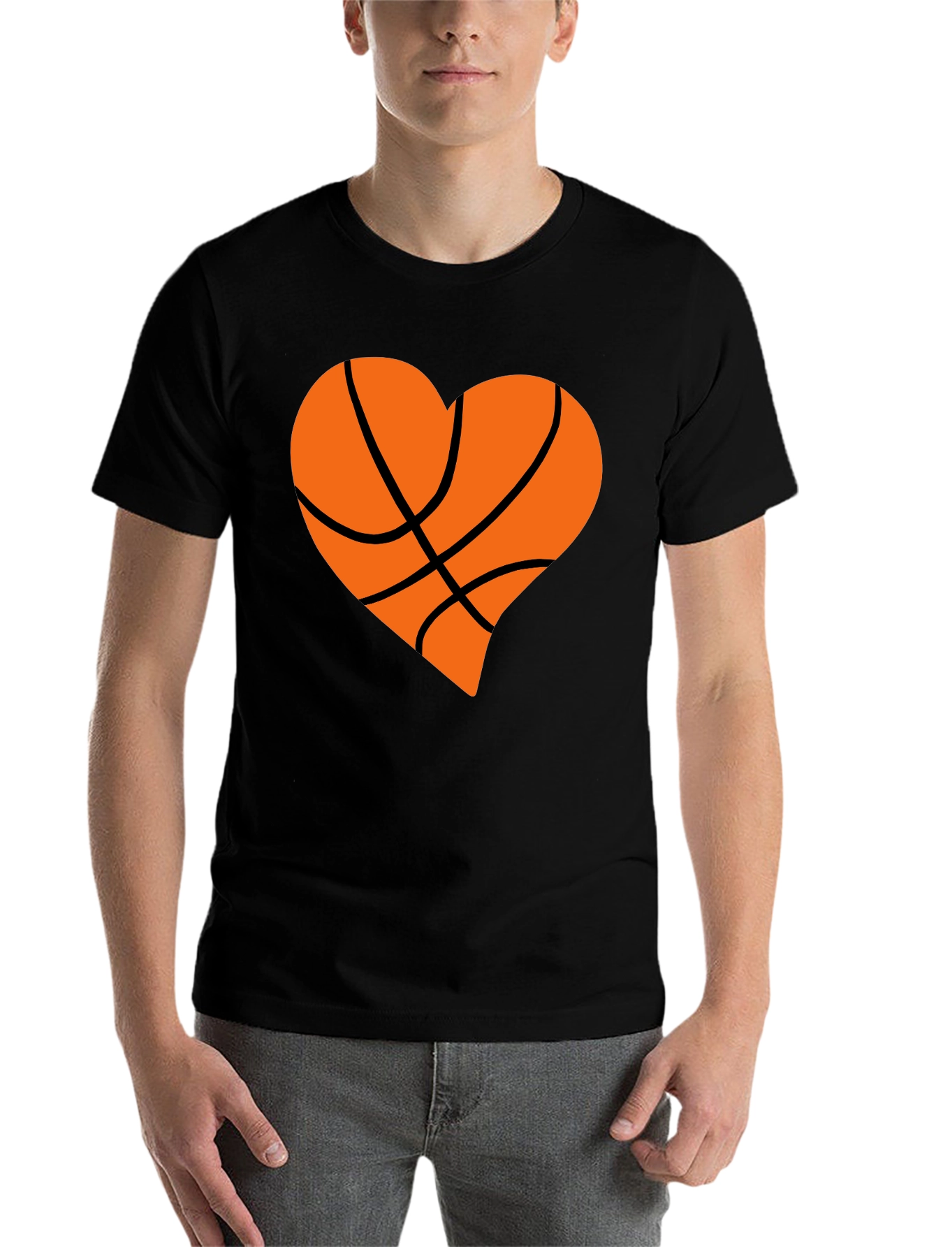 Basketball Heart Graphic Tee - Black - 7
