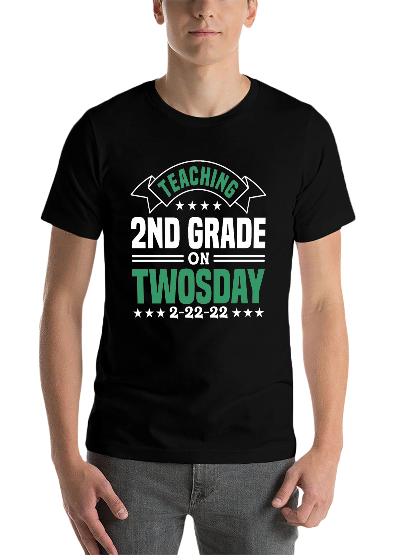 Black Teaching 2nd Grade on Twosday T-Shirt view 7
