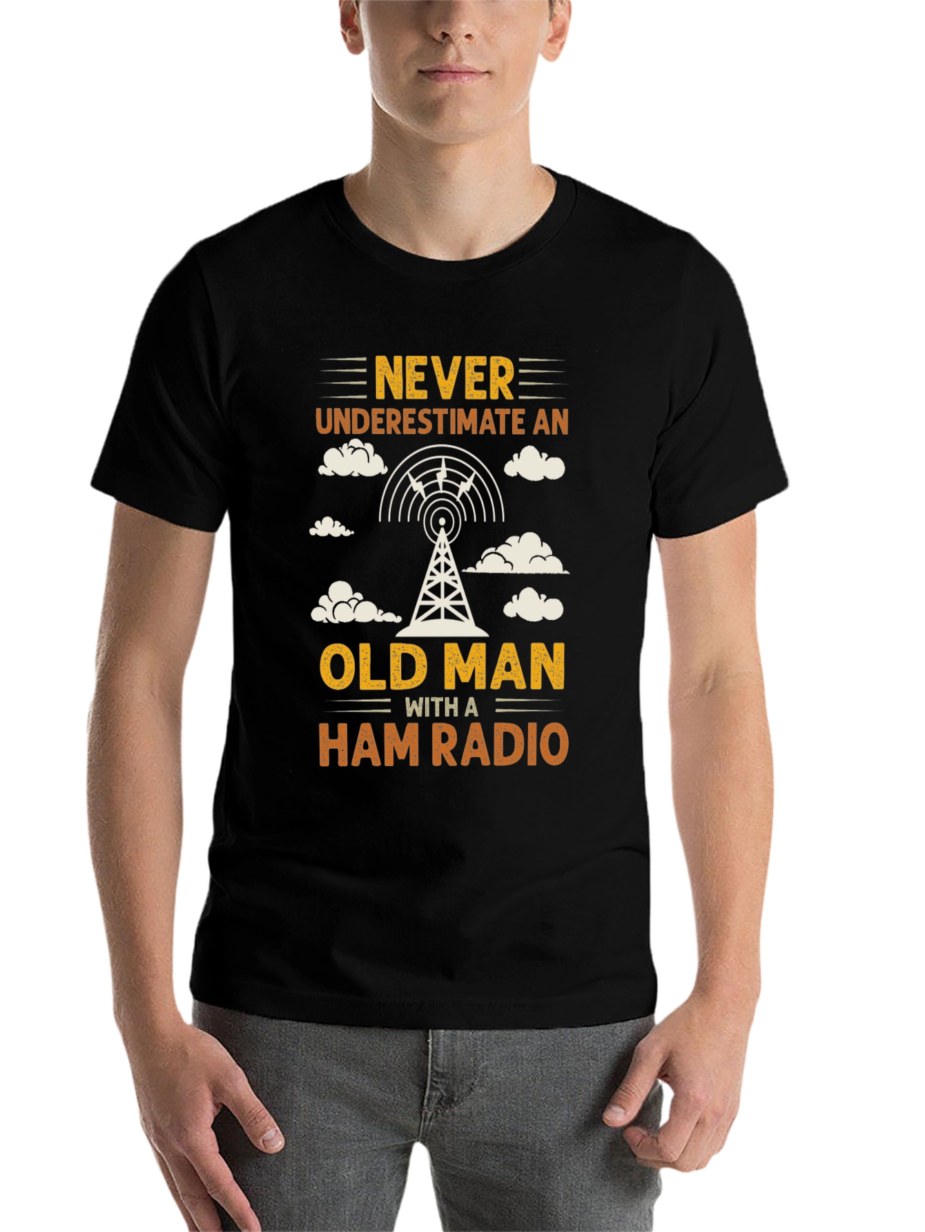 Black Never Underestimate an Old Man with a Ham Radio T-Shirt view 7