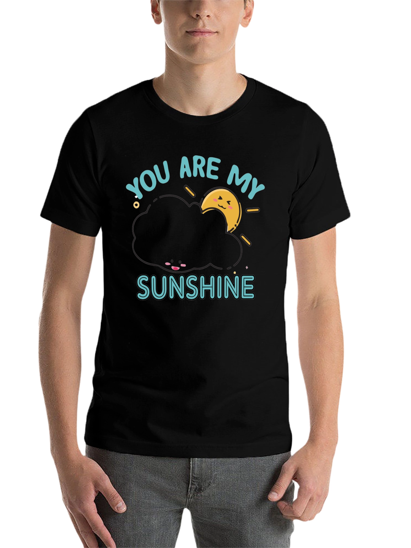 Black You Are My Sunshine Graphic Tee - Cute Cloud Design view 7
