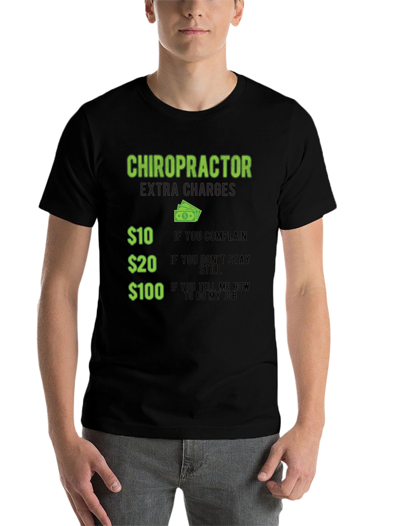 Black Chiropractor Extra Charges Graphic T-Shirt view 7