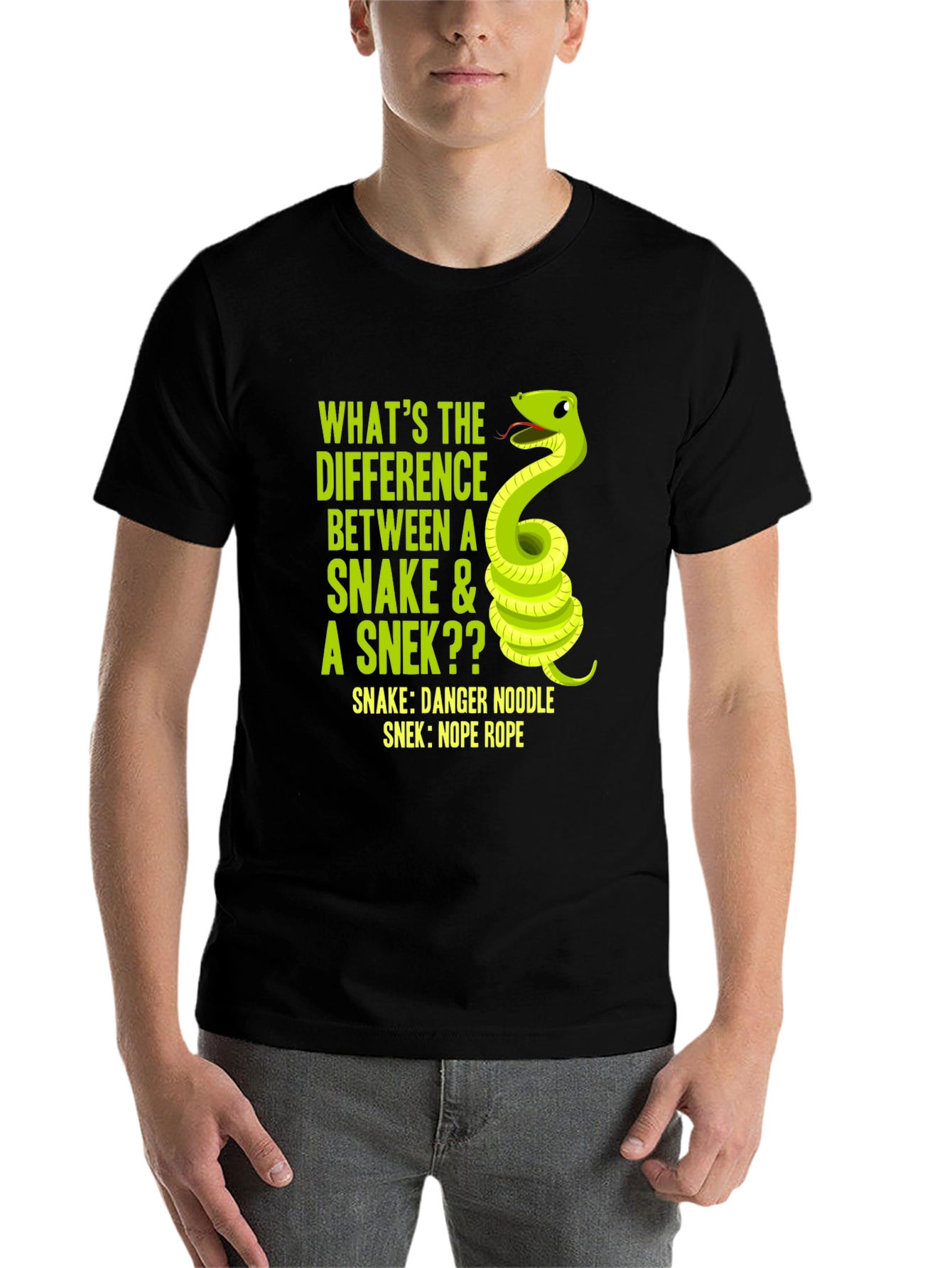 Black Funny Snake vs Snek T-Shirt, Danger Noodle Tee view 7