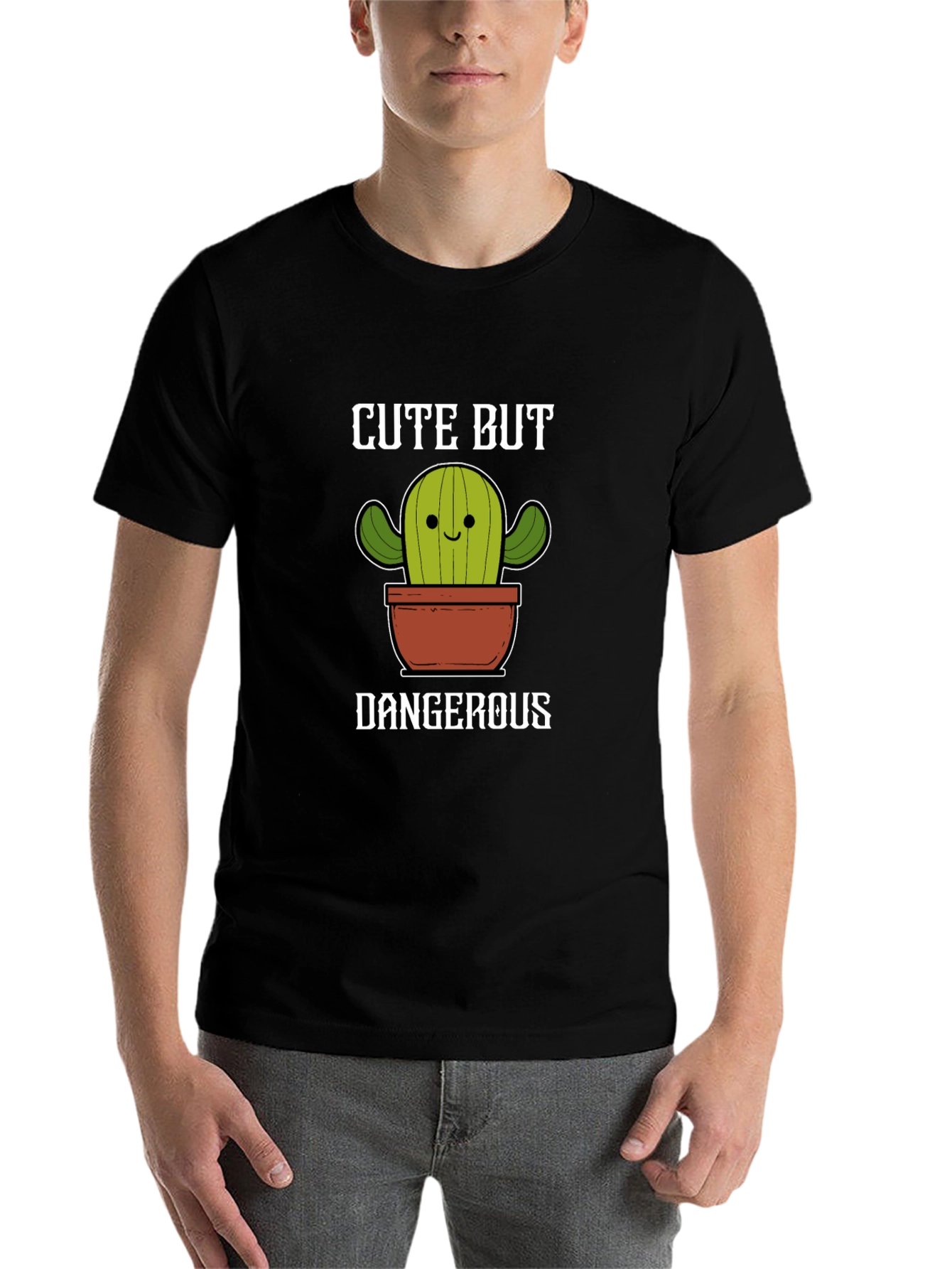 Black Cute But Dangerous Cactus Graphic Tee view 7