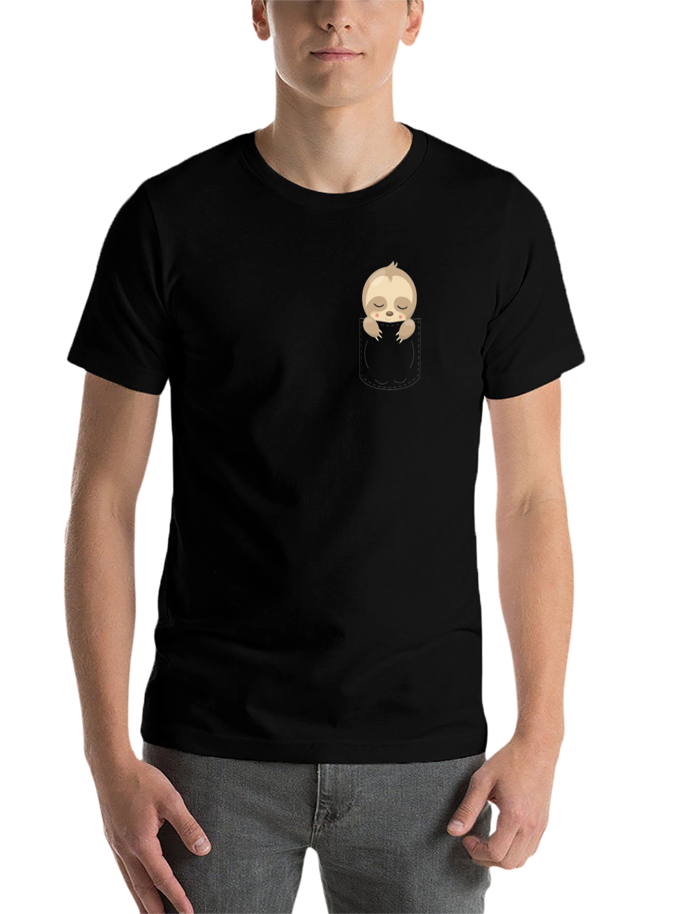 Black Sloth Pocket T-Shirt - Cute & Comfy! view 7
