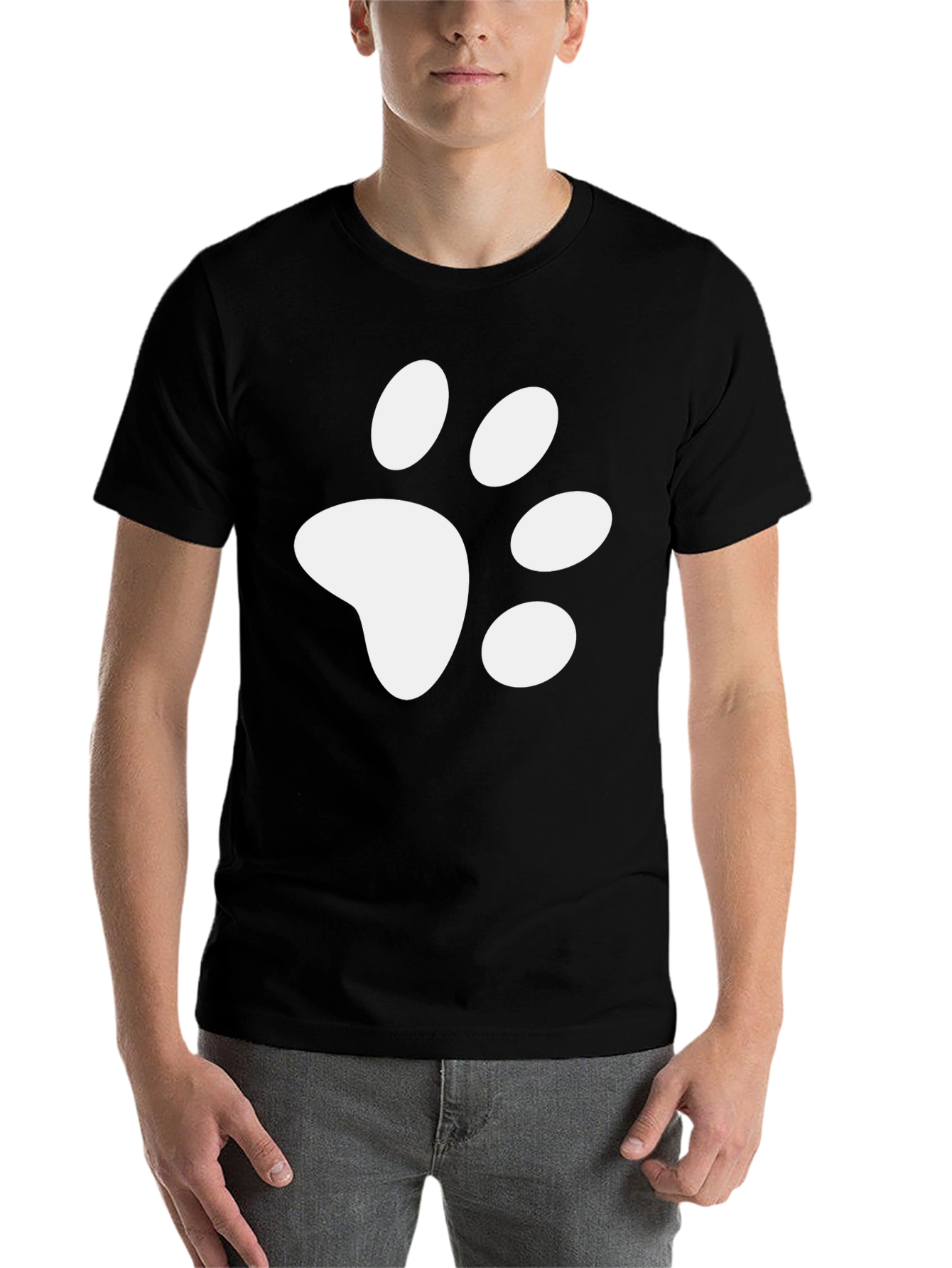 Black Paw Print Graphic Tee - Casual Black T-Shirt view 7