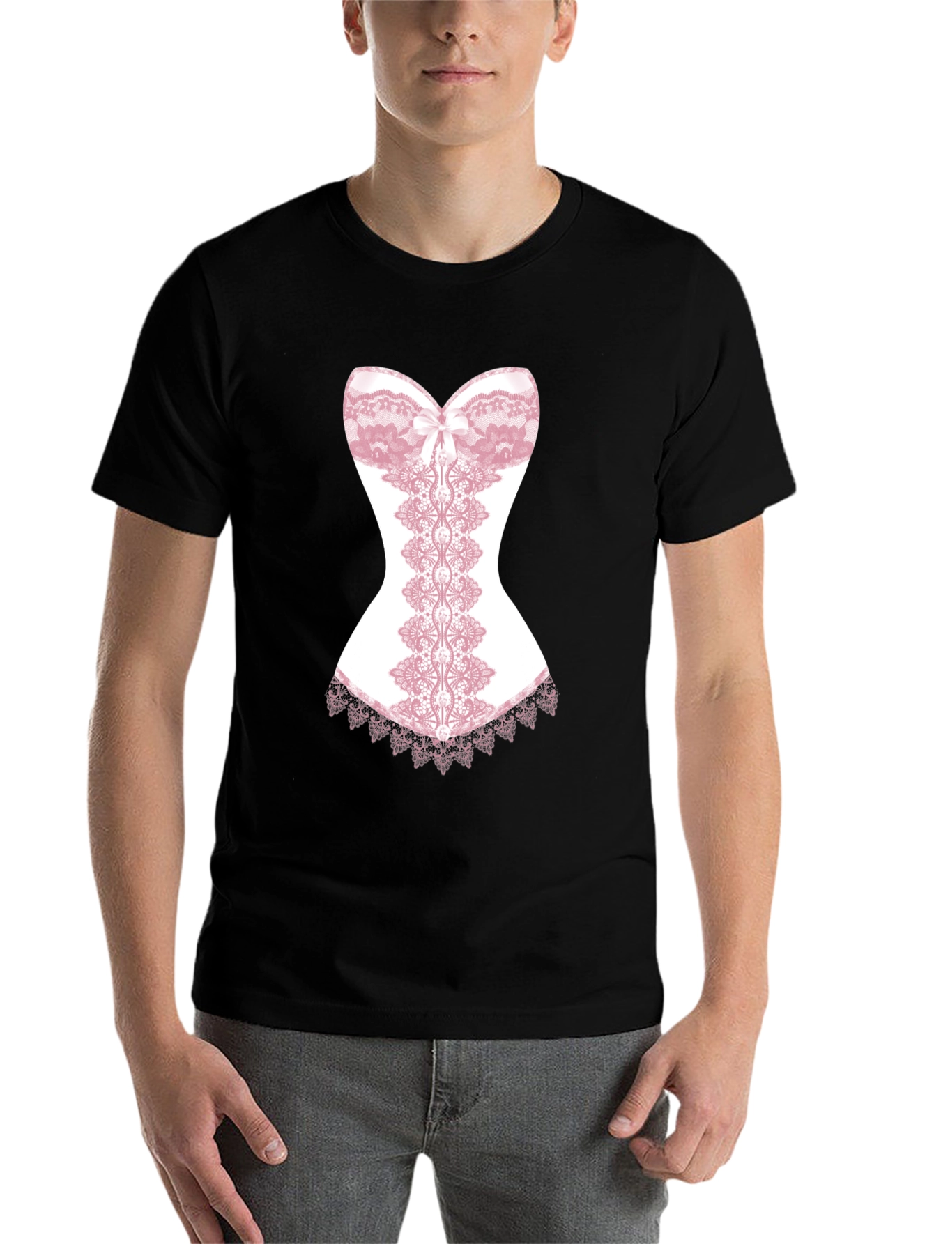Black Novelty Corset Graphic T-Shirt view 7