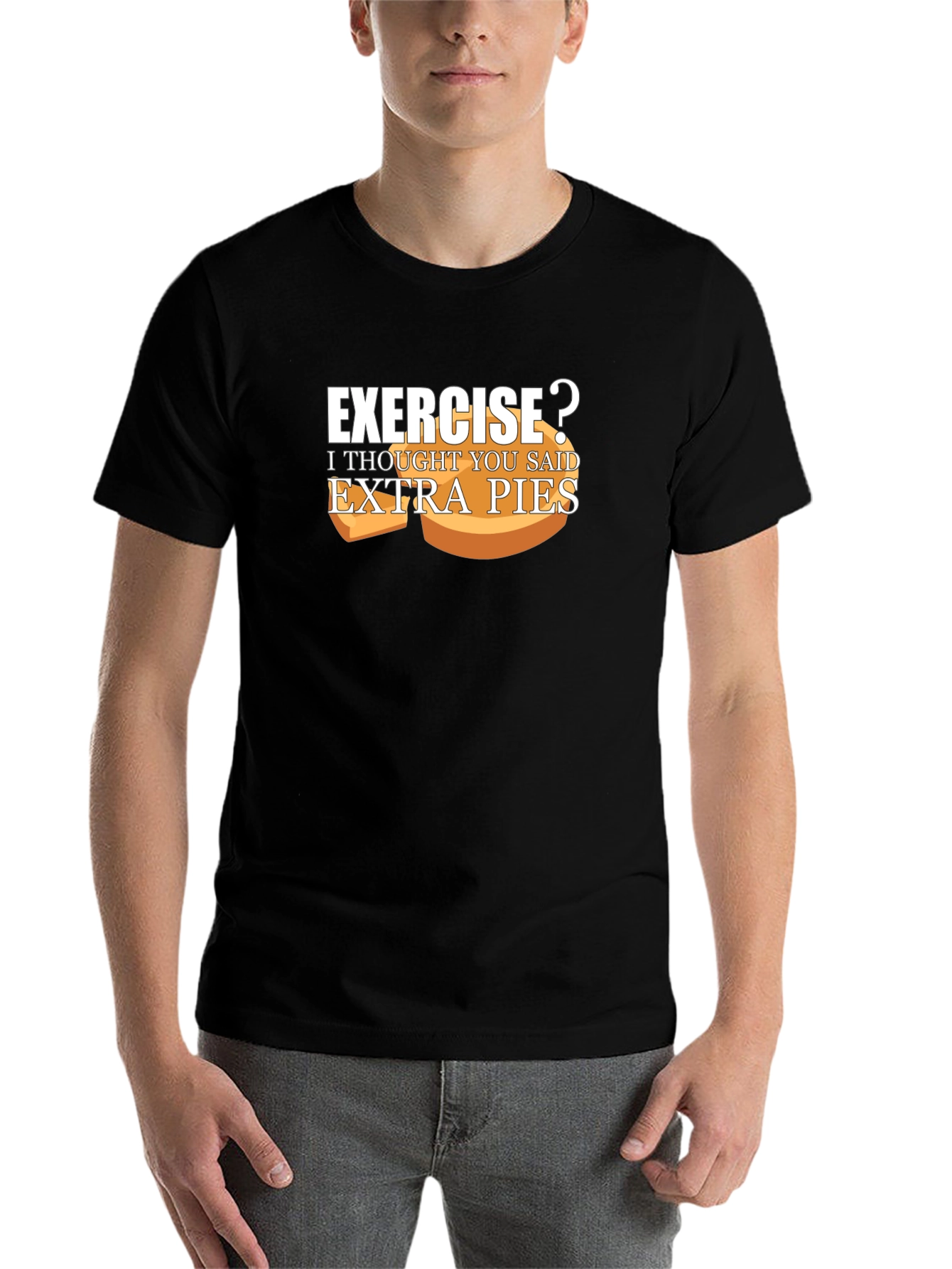 Black Exercise? Extra Pies T-Shirt Funny Foodie Tee view 7