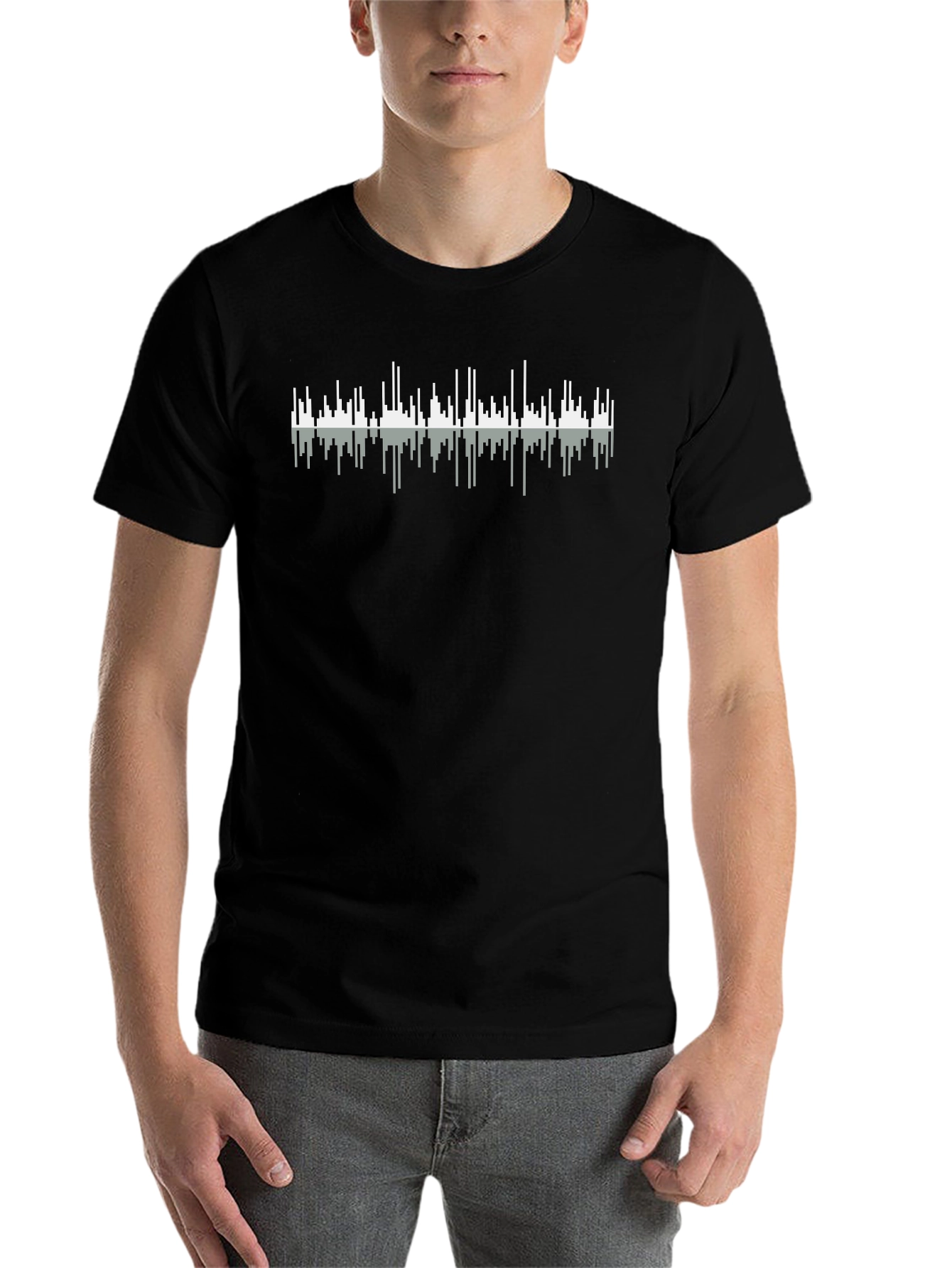 Black Sound Wave Graphic Tee - Men's Black T-Shirt view 7