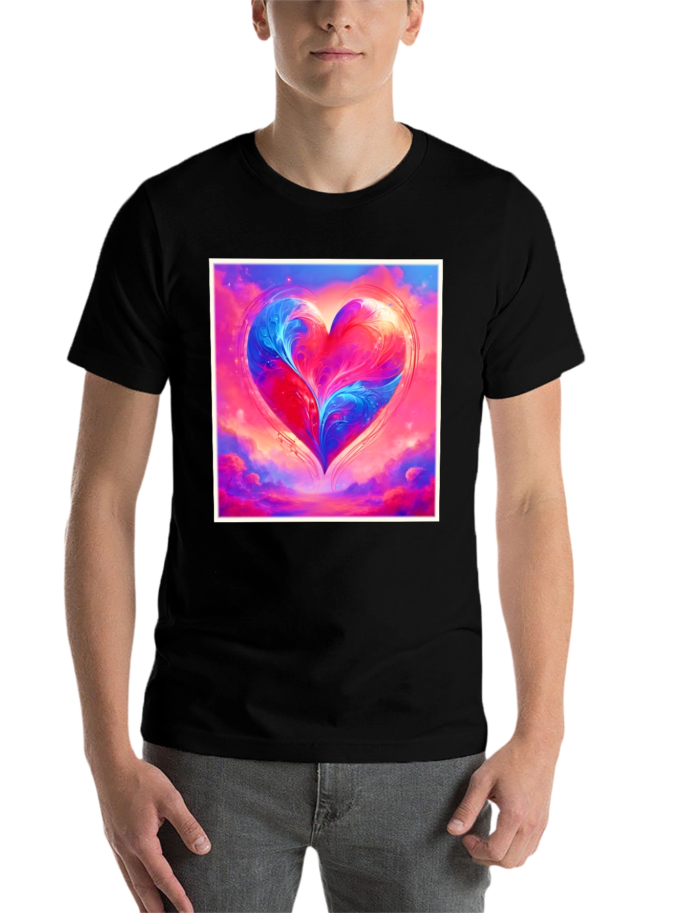 Black Heart Art Tee - Abstract Love Design view 7