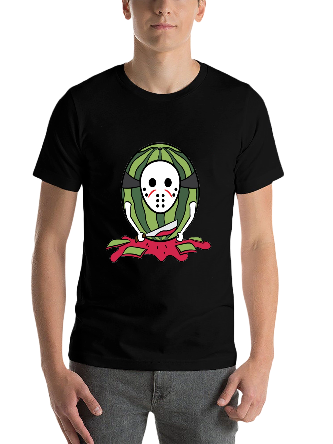 Black Watermelon Horror T-Shirt view 7