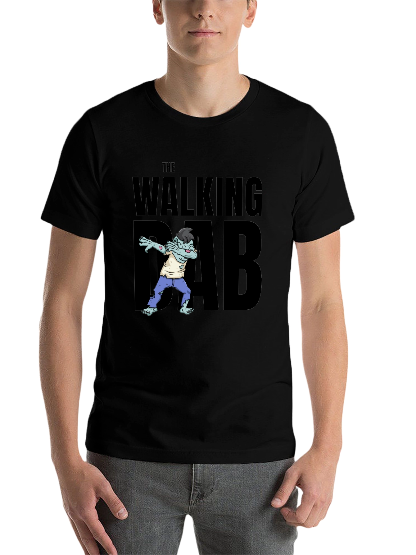 Black The Walking Dab T-Shirt - Funny Zombie Graphic Tee view 7