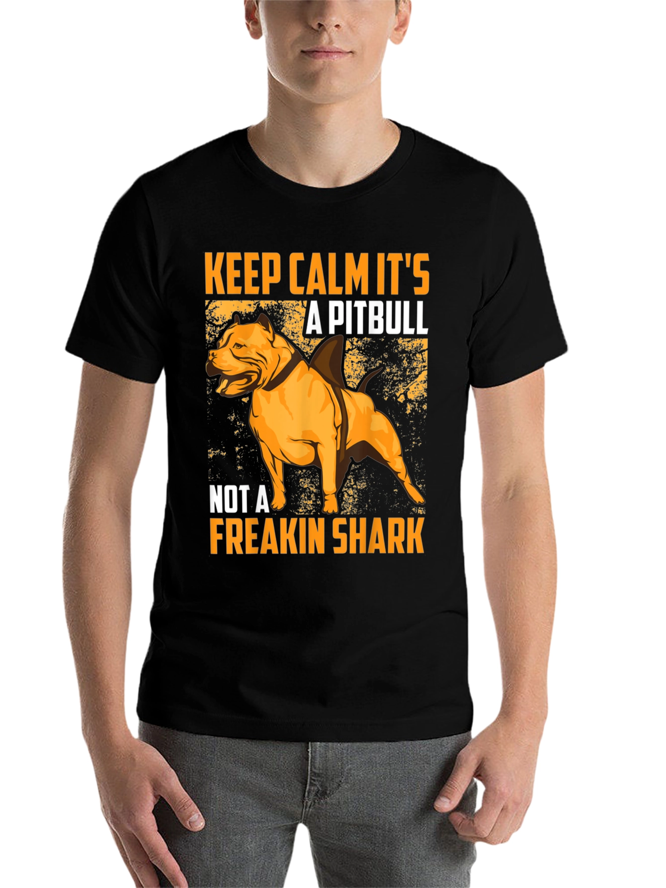 Black Pitbull Shark Humor Graphic T-Shirt view 7