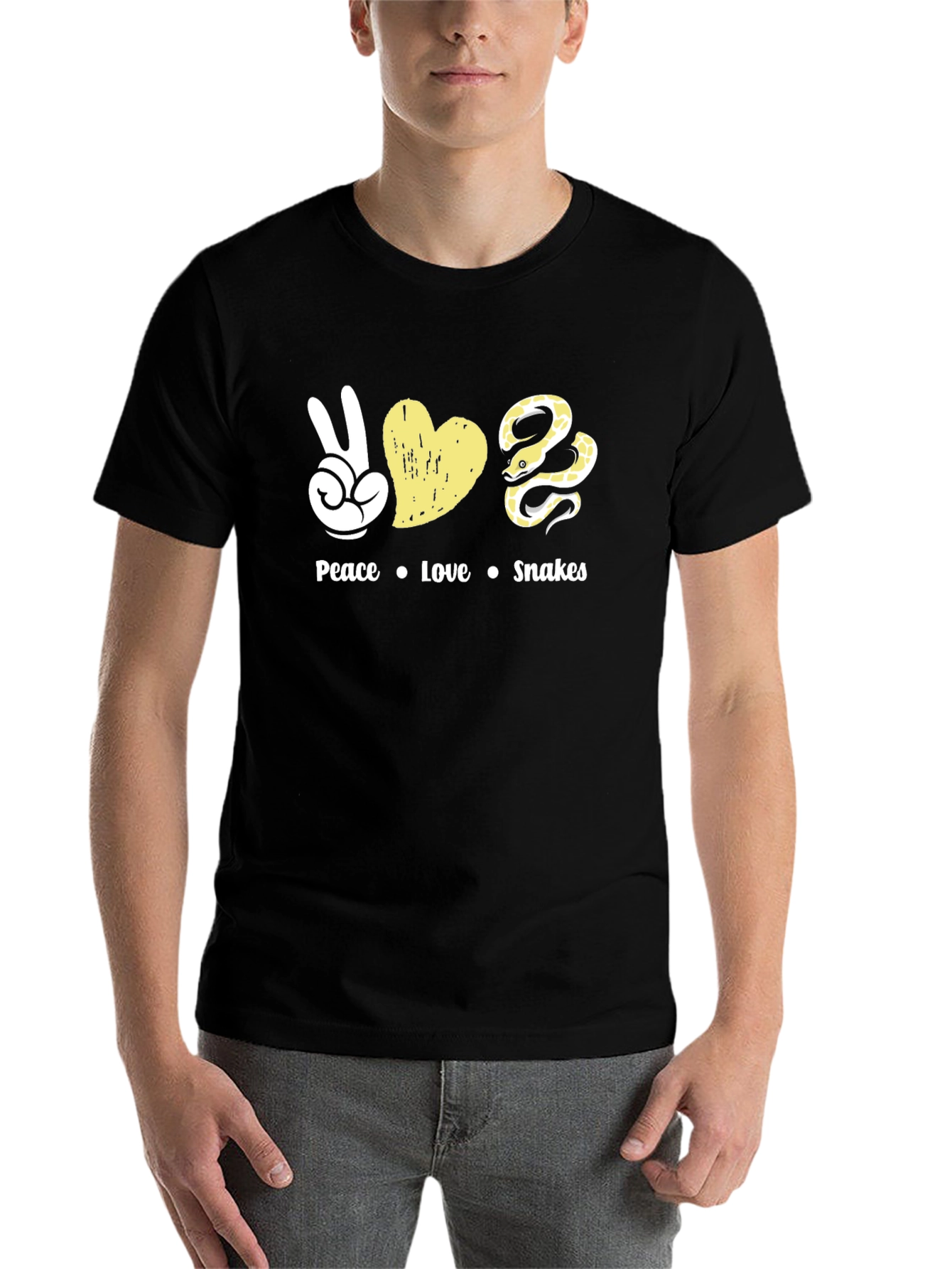 Black Peace Love Snakes T-Shirt - Unique Graphic Tee view 7