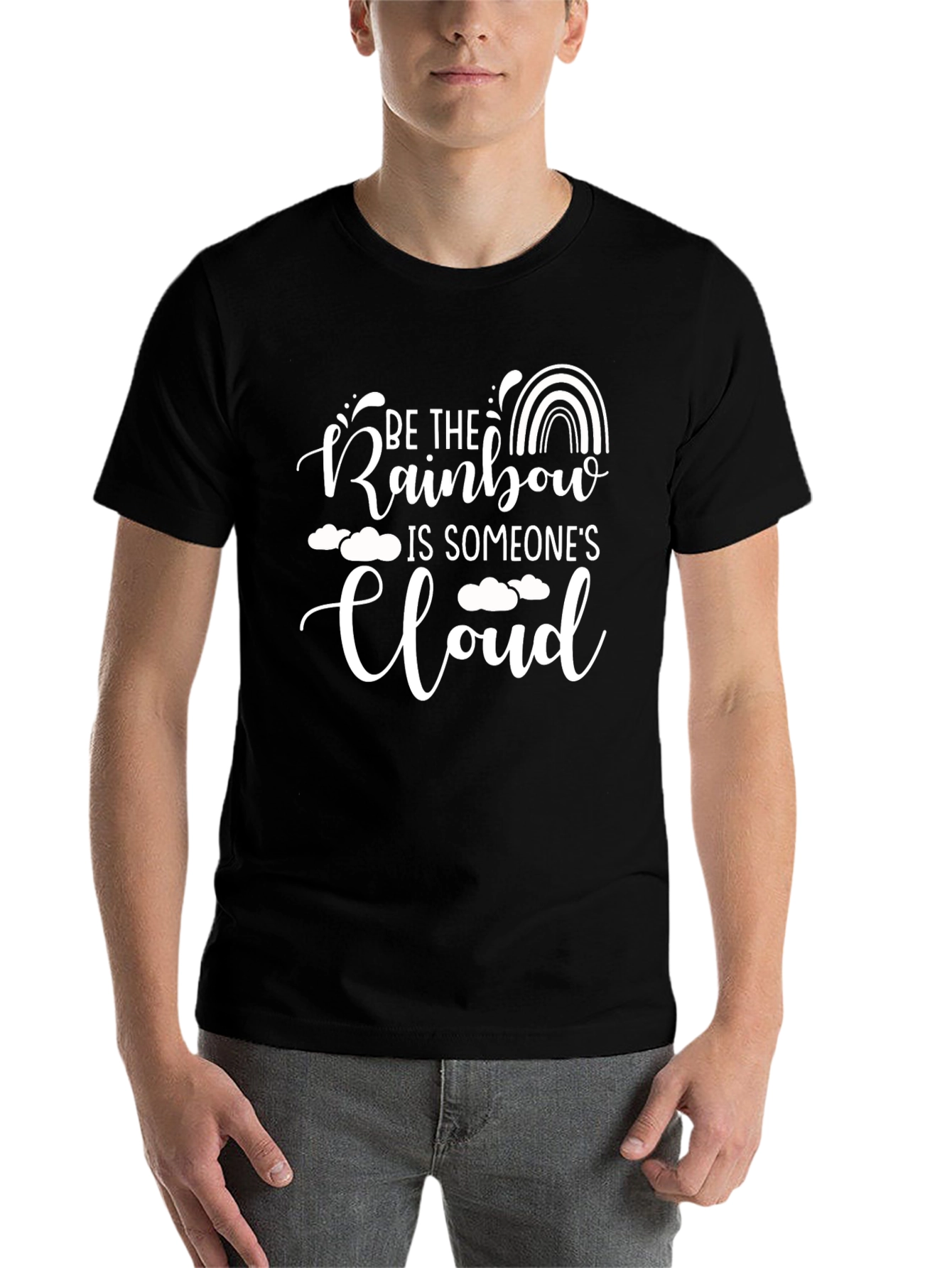 Black Be the Rainbow T-Shirt - Inspirational Quote Graphic Tee view 7