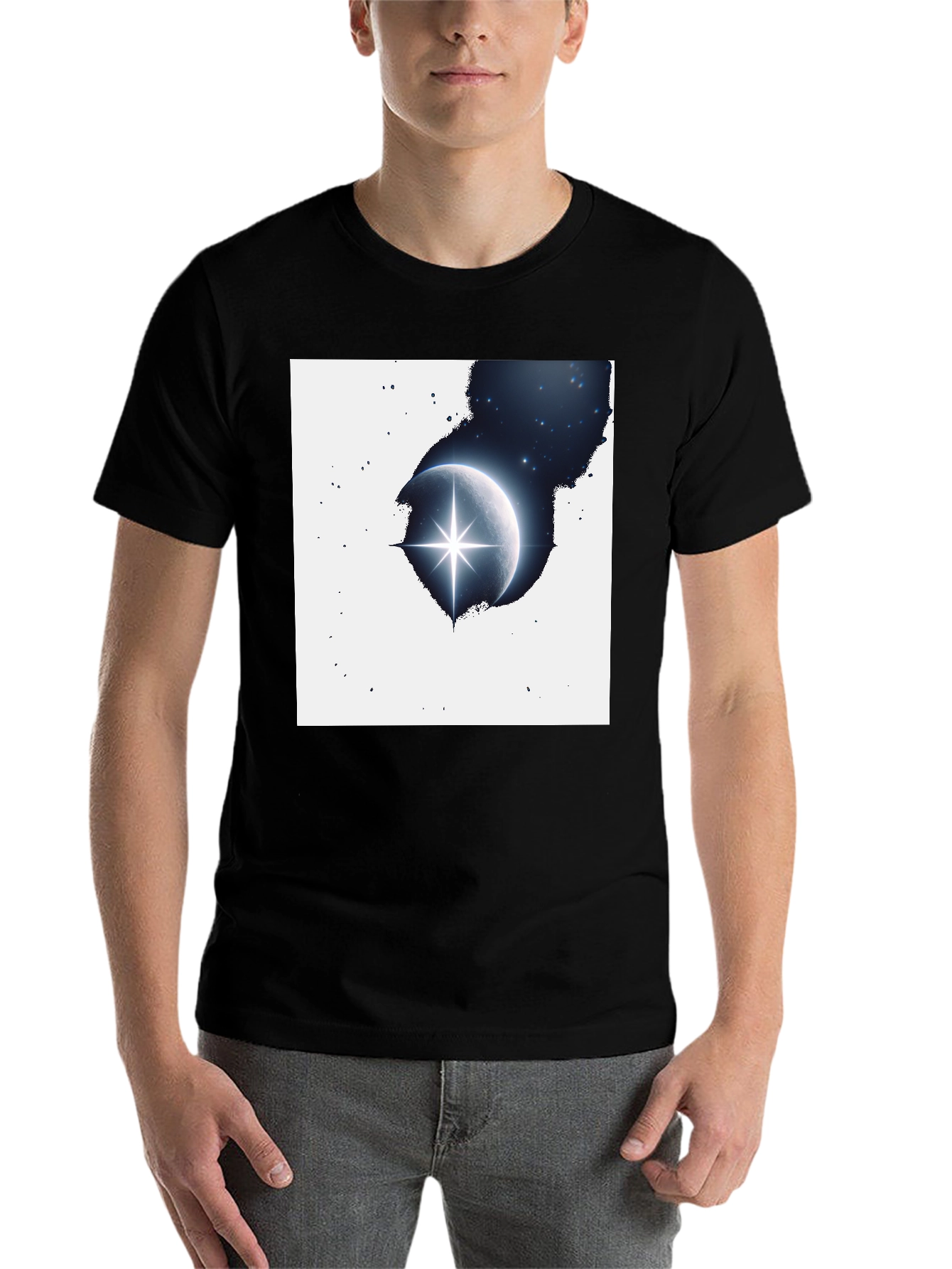 Black Celestial Star T-Shirt - Black Graphic Tee view 7