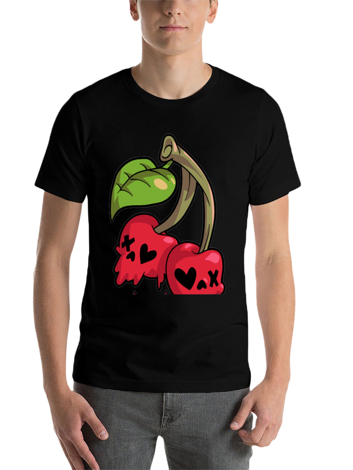 Black Cherry Skull Graphic Tee - Edgy Style view 7