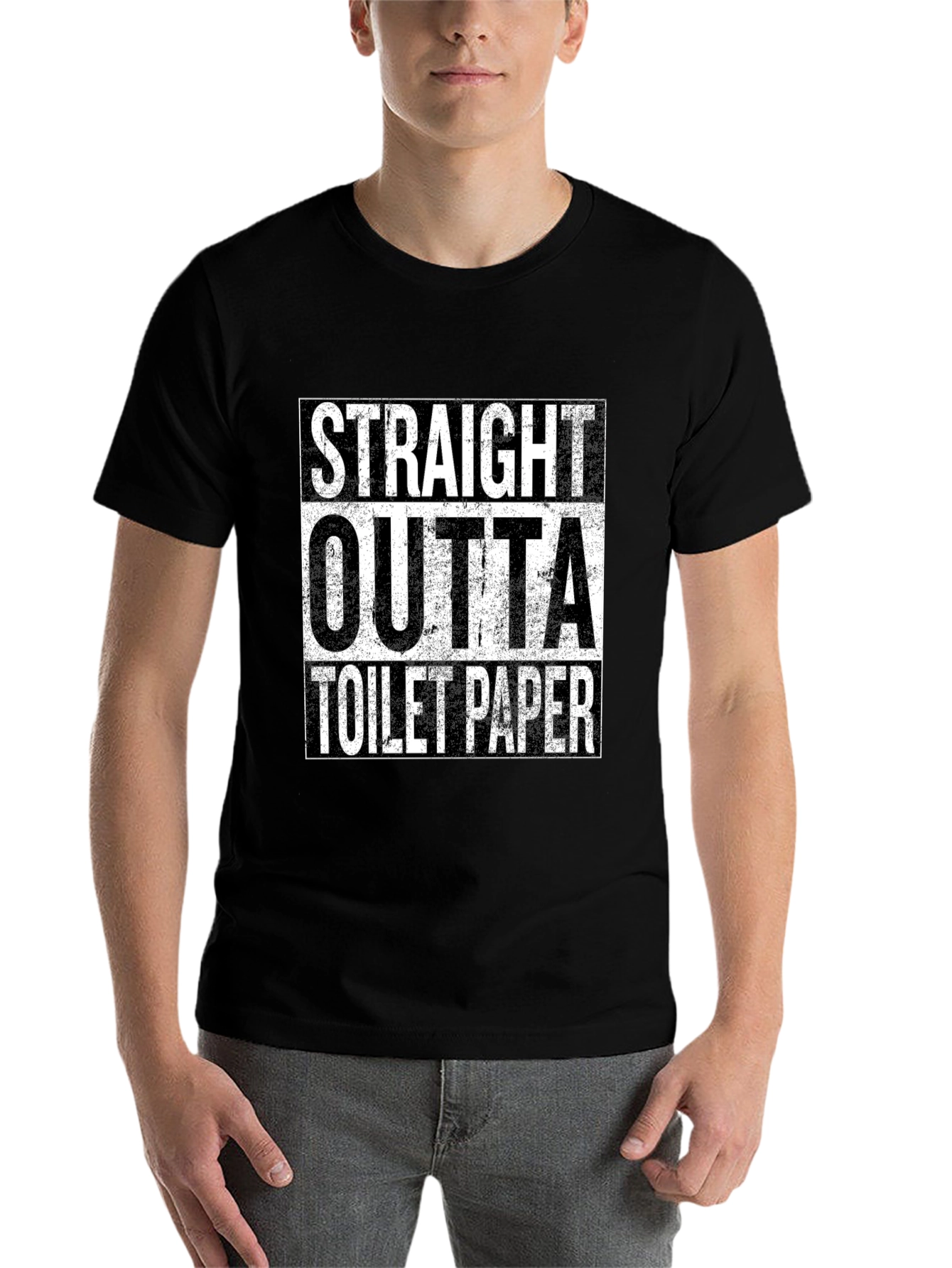 Black Straight Outta Toilet Paper - Novelty Tee view 7