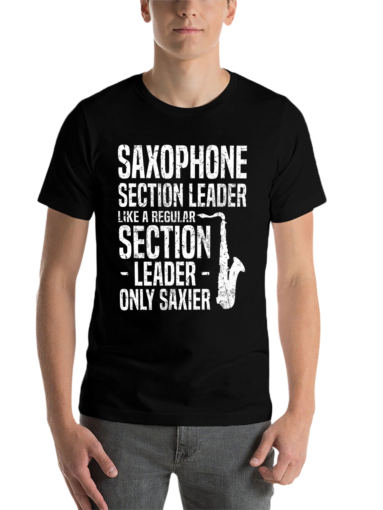 Black Saxophone Section Leader T-Shirt - Musician Gift view 7