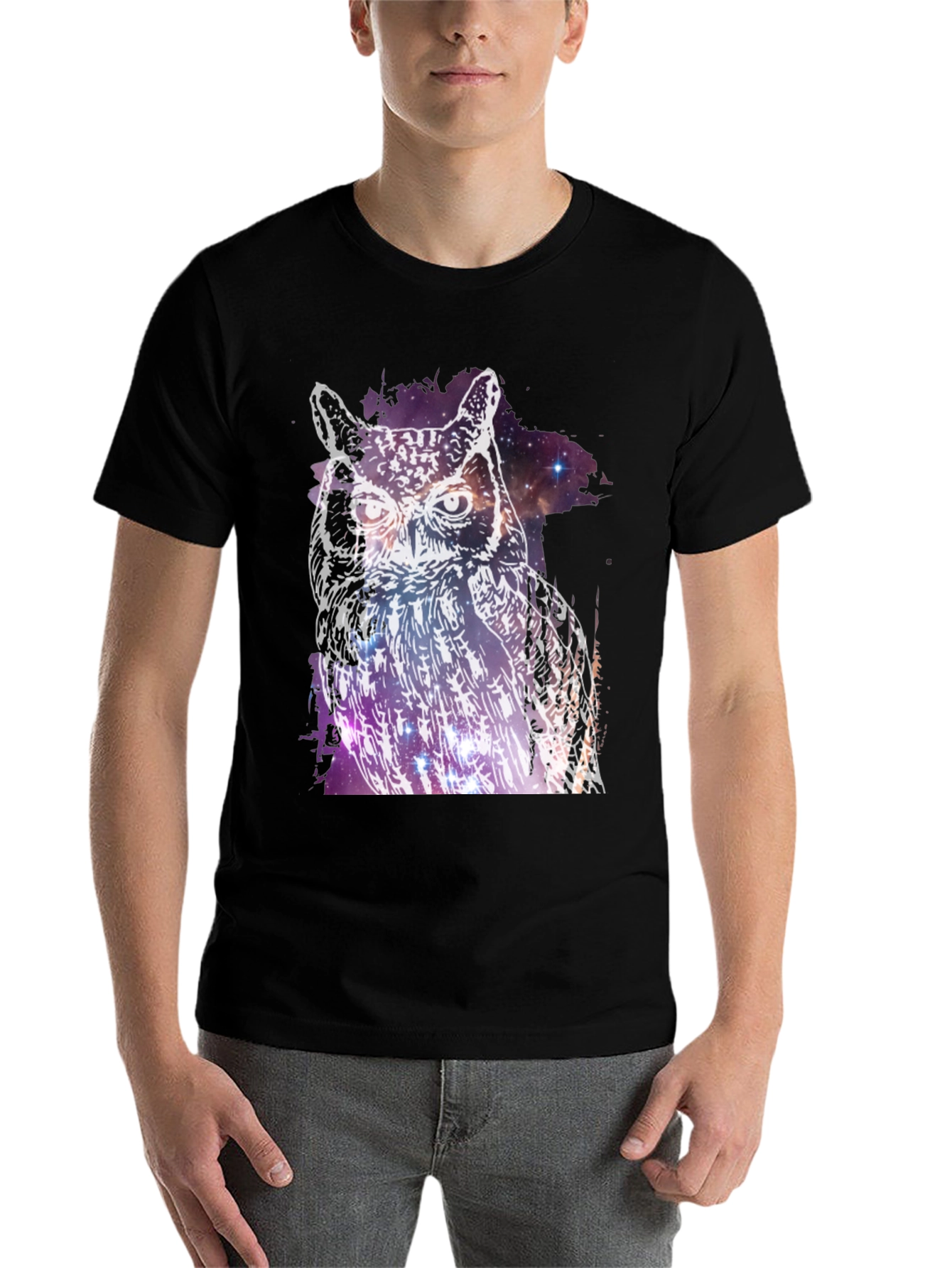 Black Cosmic Owl Graphic Tee - Black view 7