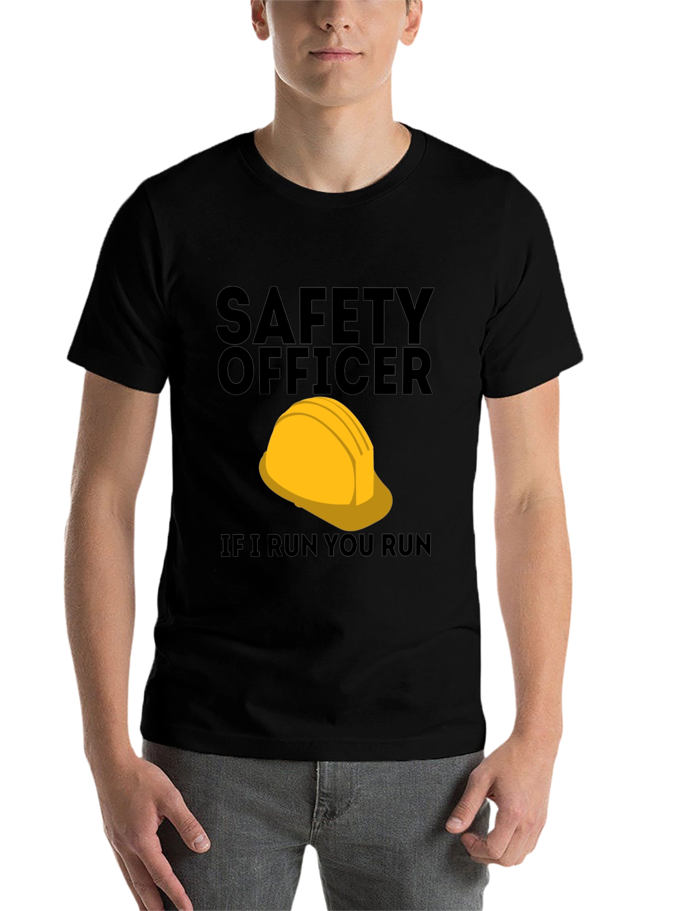 Black Safety Officer Hard Hat Graphic Tee view 7