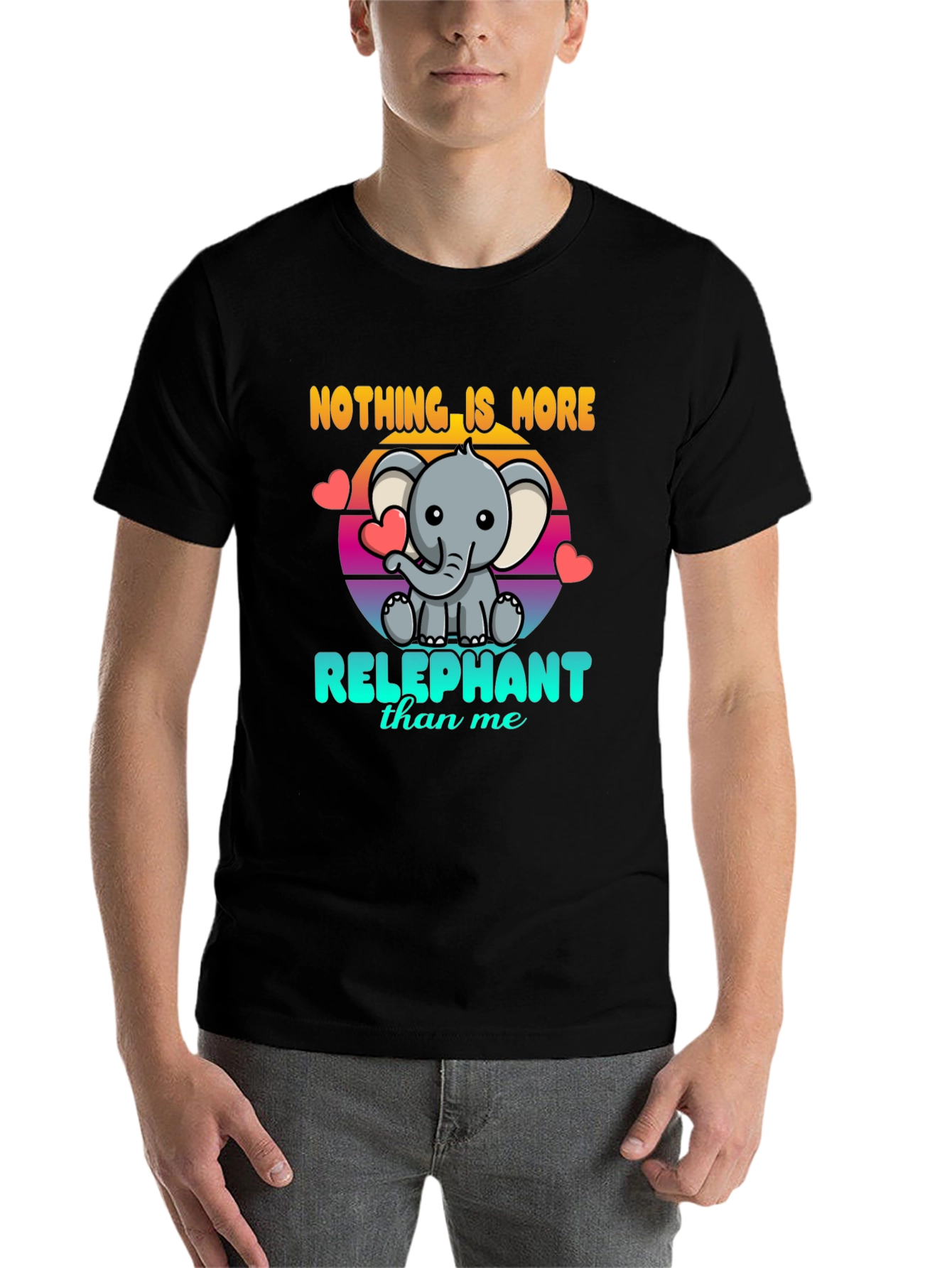 Black Relephant T-Shirt - Cute Elephant Design view 7